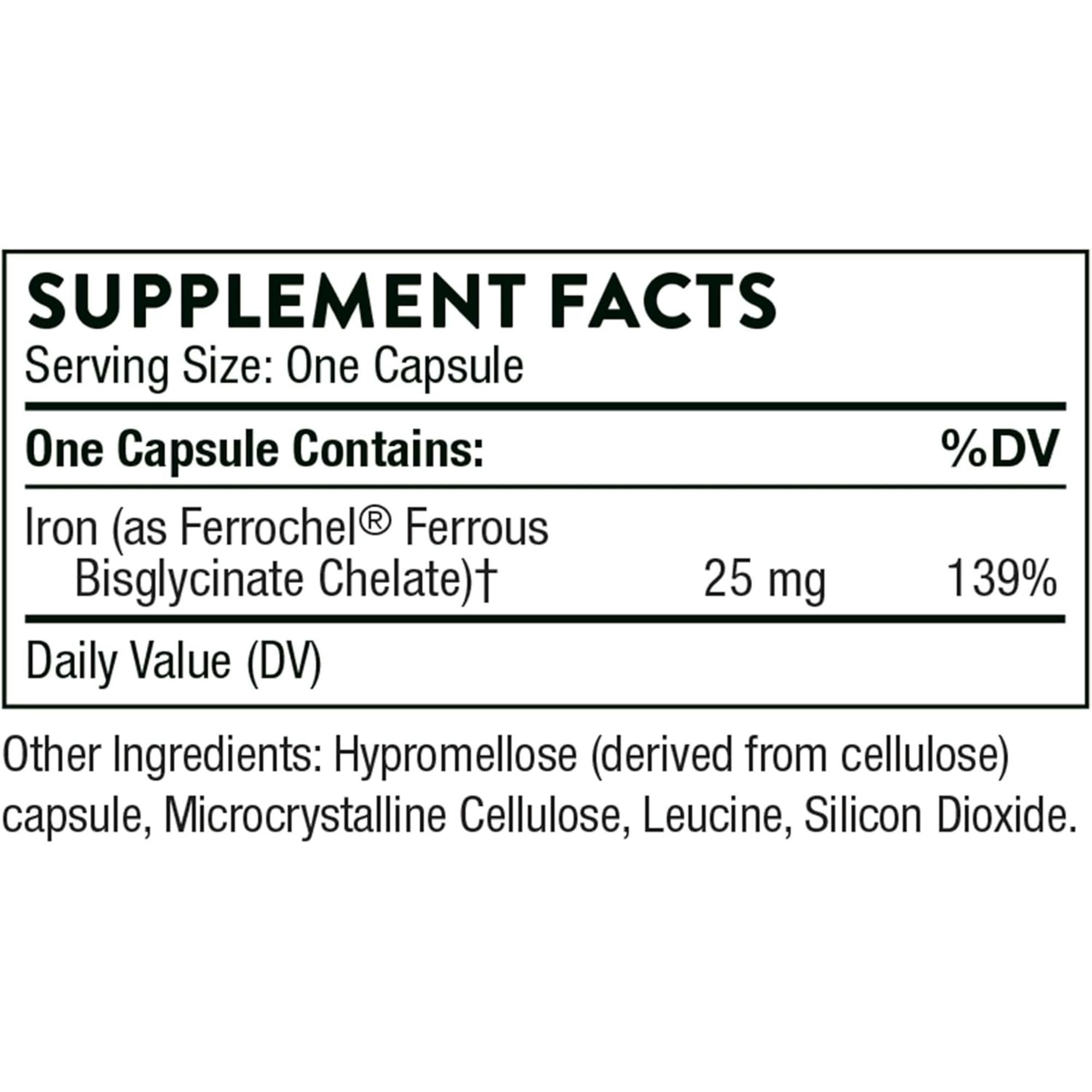 Thorne Iron Bisglycinate Dietary Supplement, 25 mg