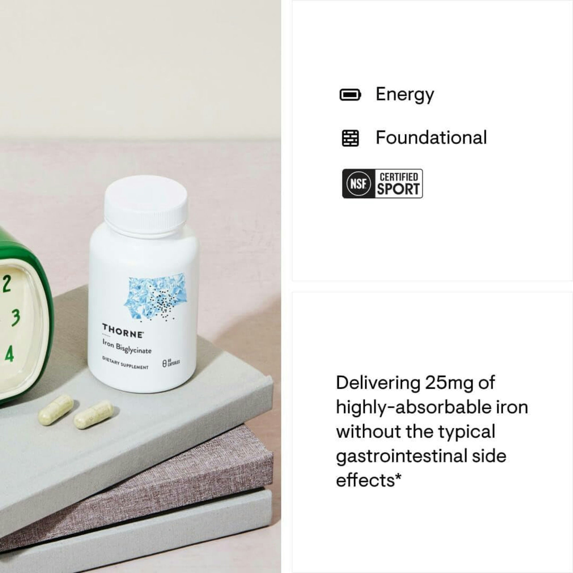 Thorne Iron Bisglycinate Dietary Supplement, 25 mg