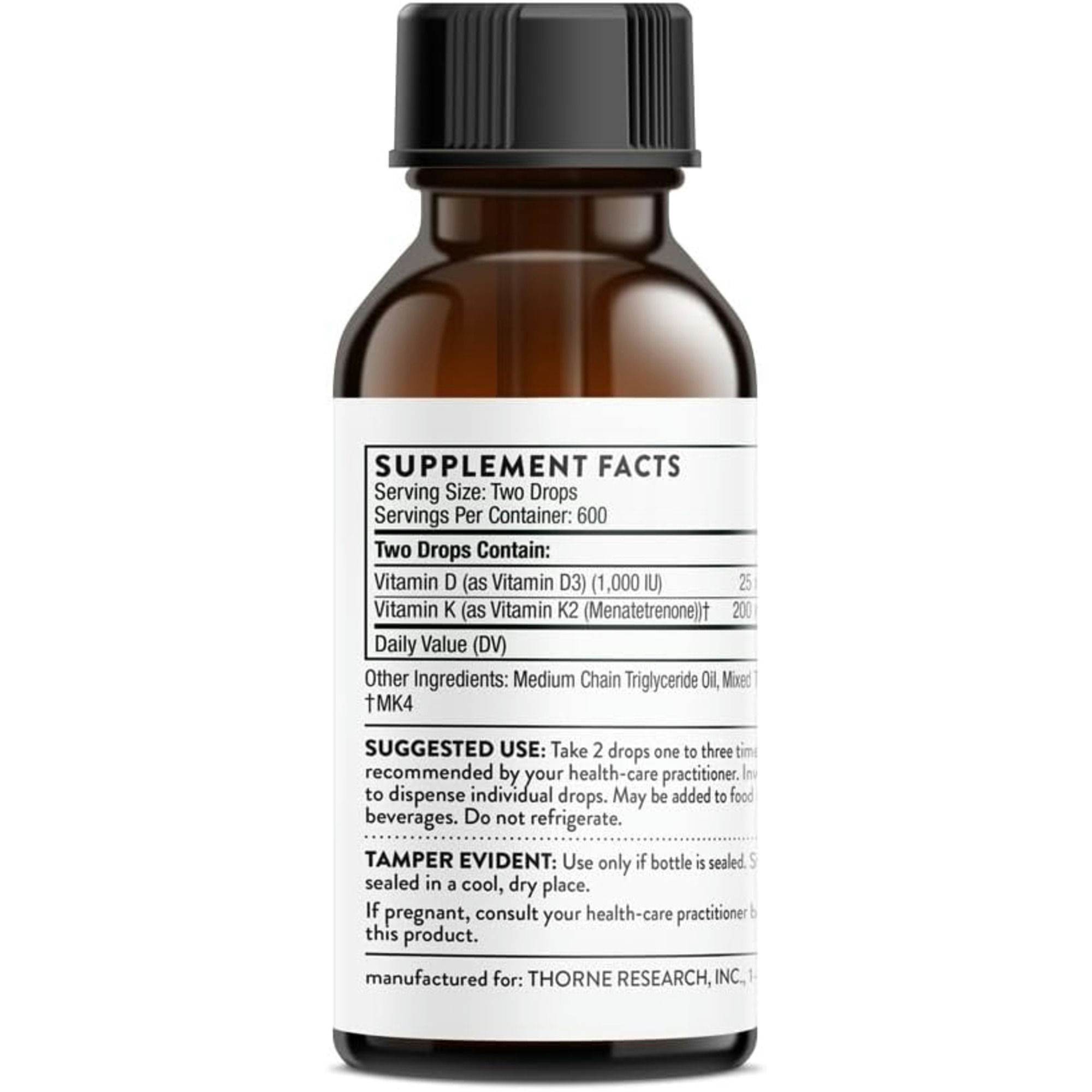 Thorne Vitamin D + K2 Liquid Dietary Supplement