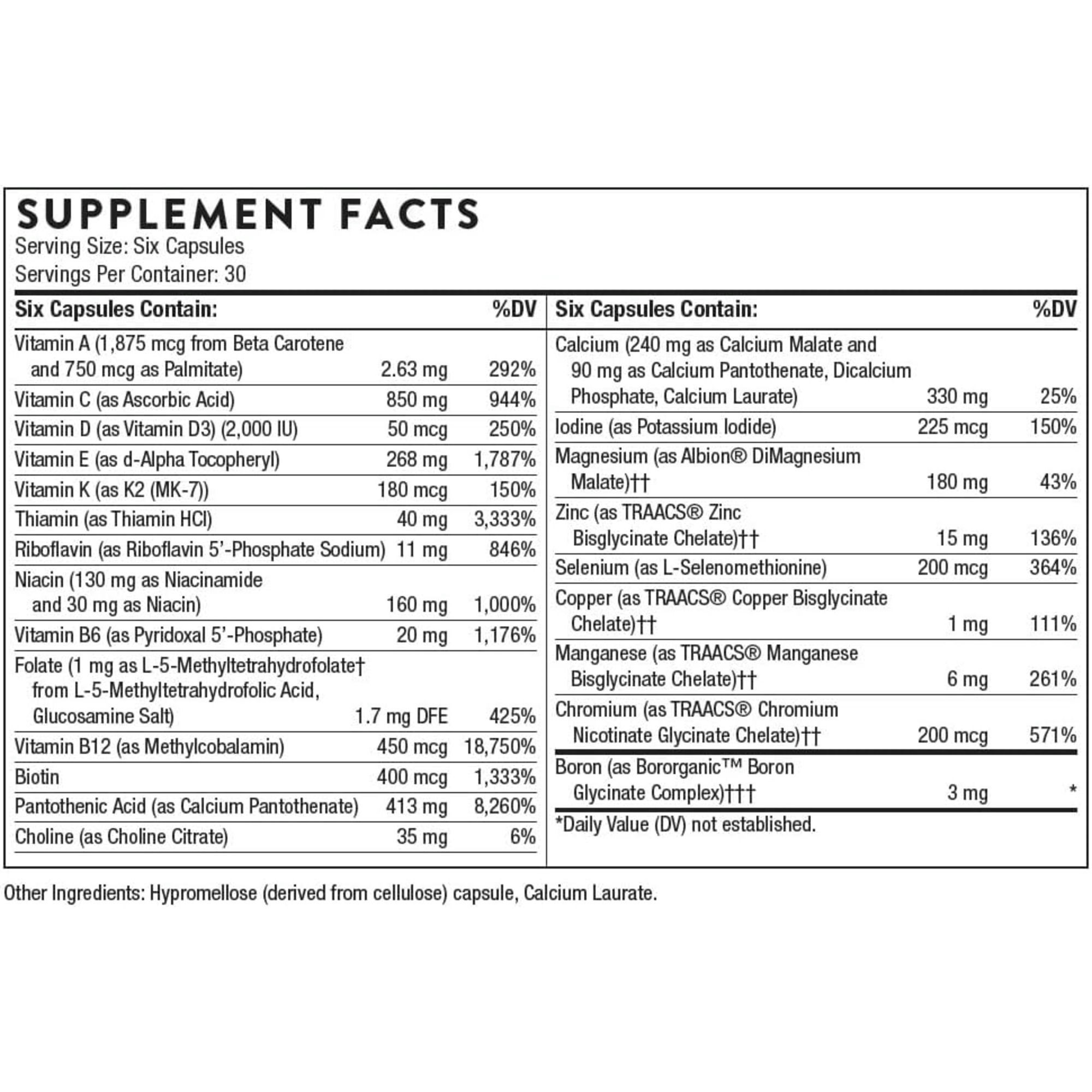 Thorne Women's Multi 50+ with Vitamins D3 and K2 for Bone Support Dietary Supplement