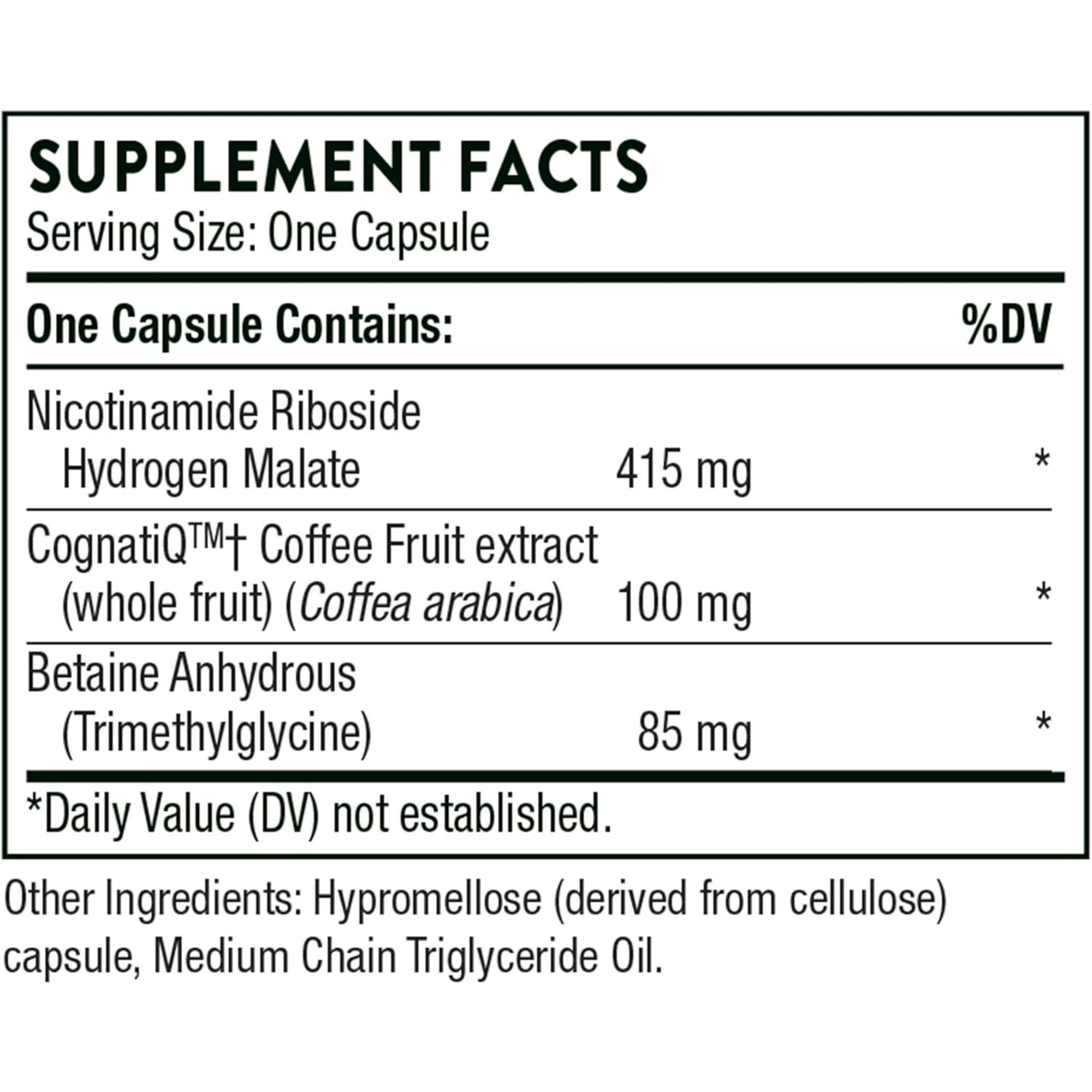 Thorne Brain Factors Coffee Fruit Extract and Nicotinamide Riboside Dietary Supplement