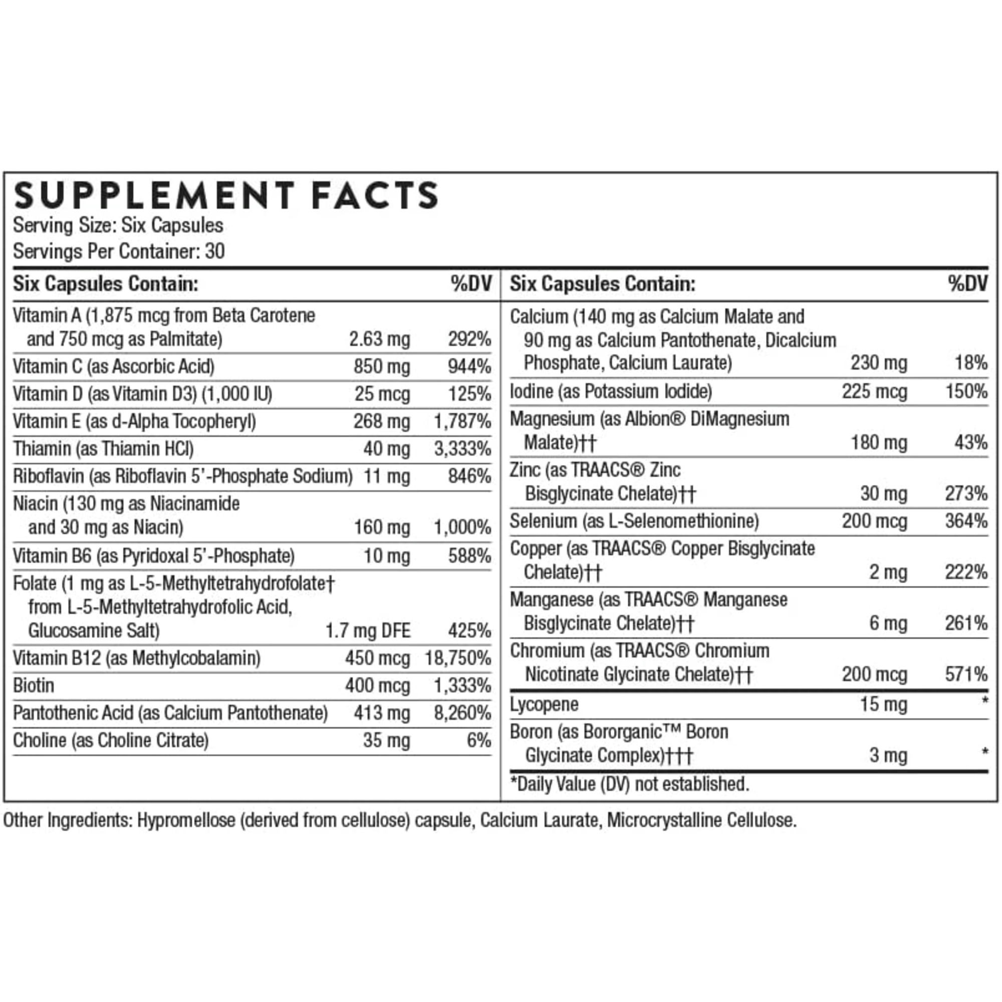 Thorne Men's Multi 50+ with Lycopene and Zinc for Prostate Support
