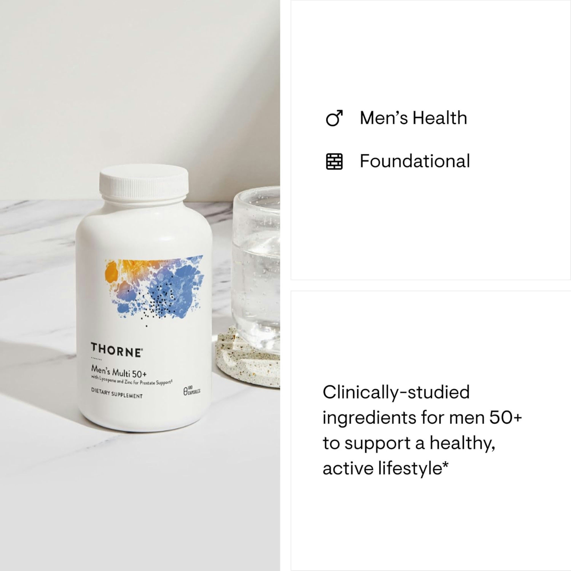 Thorne Men's Multi 50+ with Lycopene and Zinc for Prostate Support