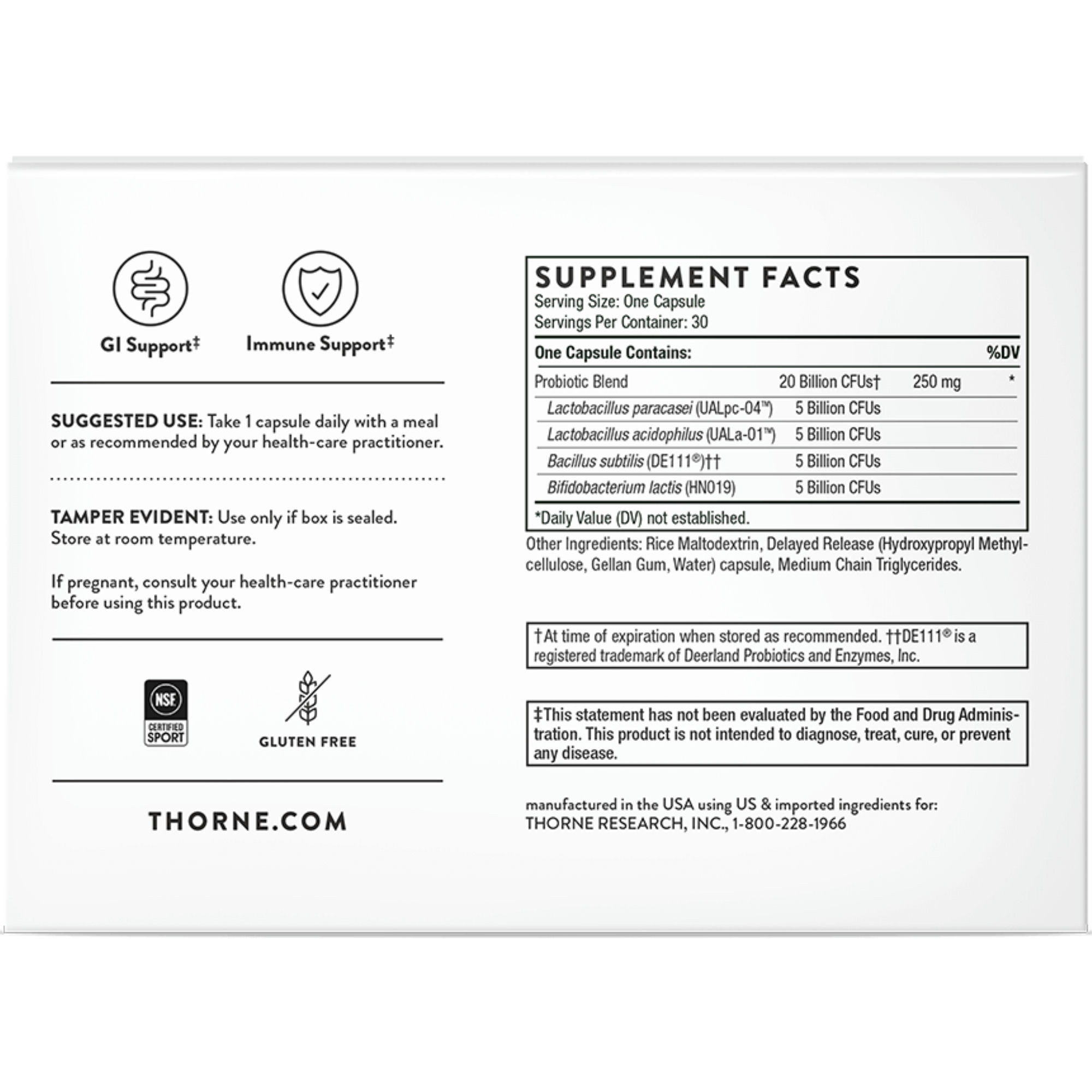 Thorne FloraSport 20B Multi-Strain Probiotic Dietary Supplement