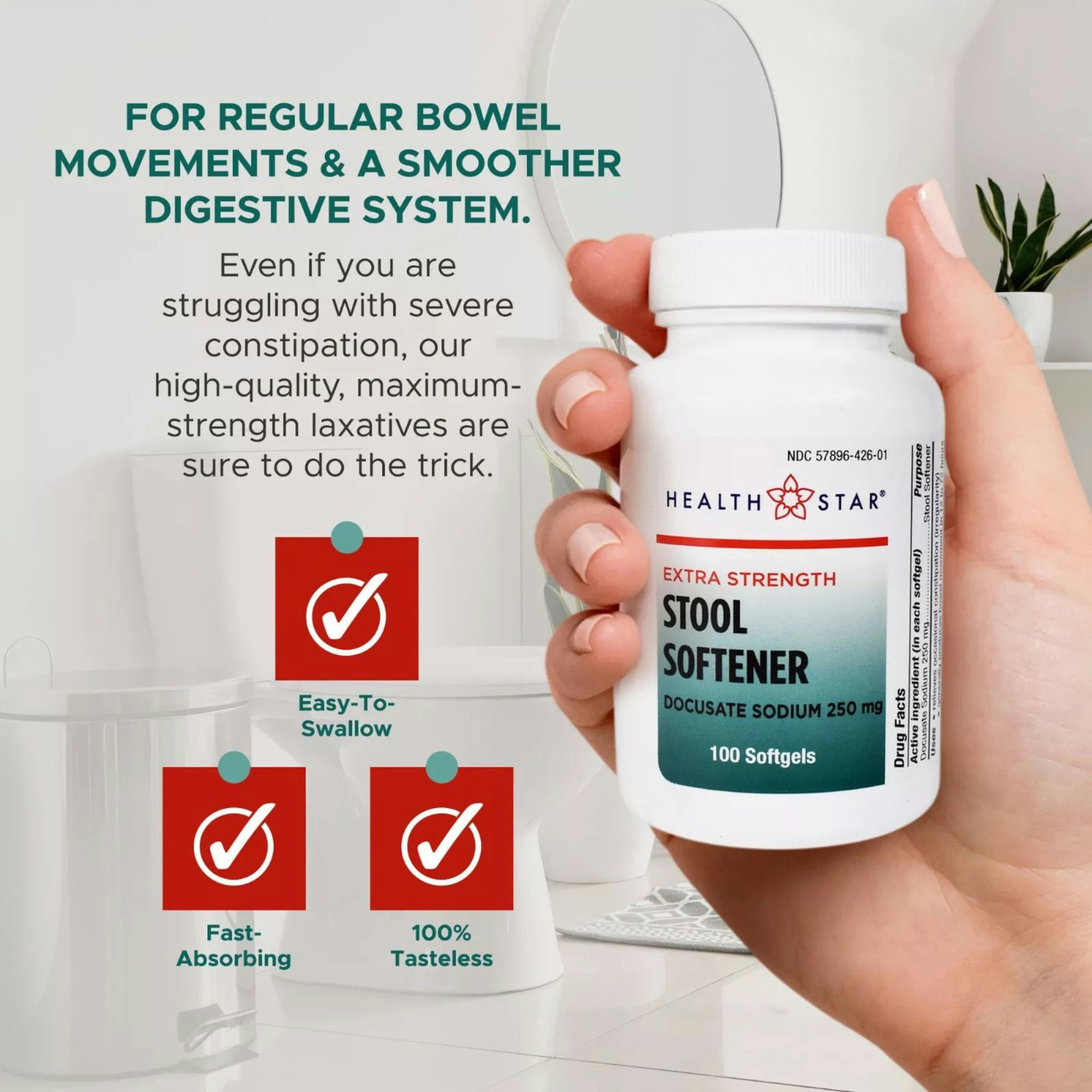 Health Star Extra Strength Stool Softener, 250 mg