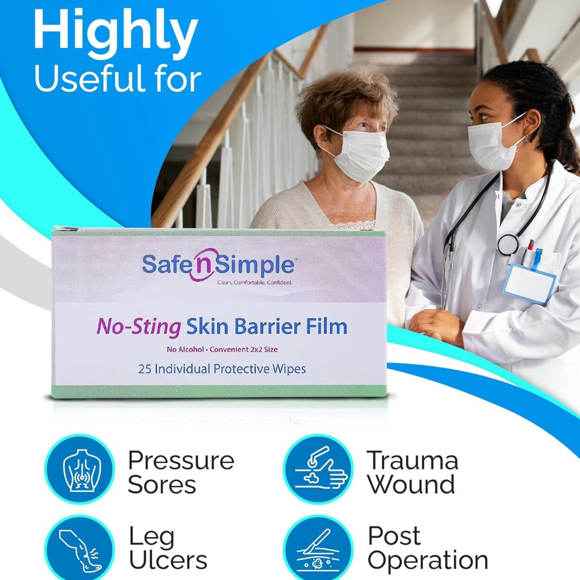 Safe n Simple No Sting Skin Barrier Film Wipes