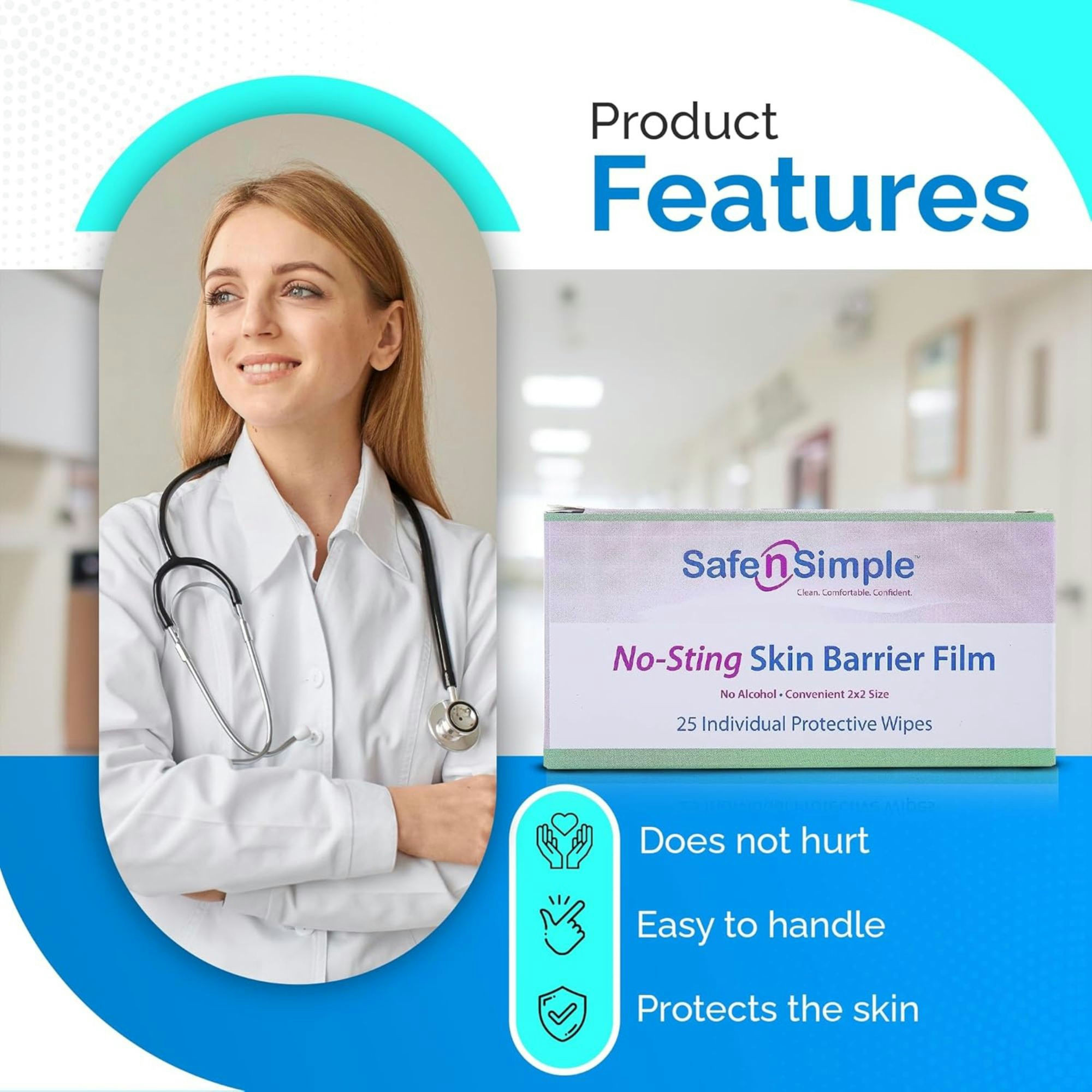 Safe n Simple No Sting Skin Barrier Film Wipes