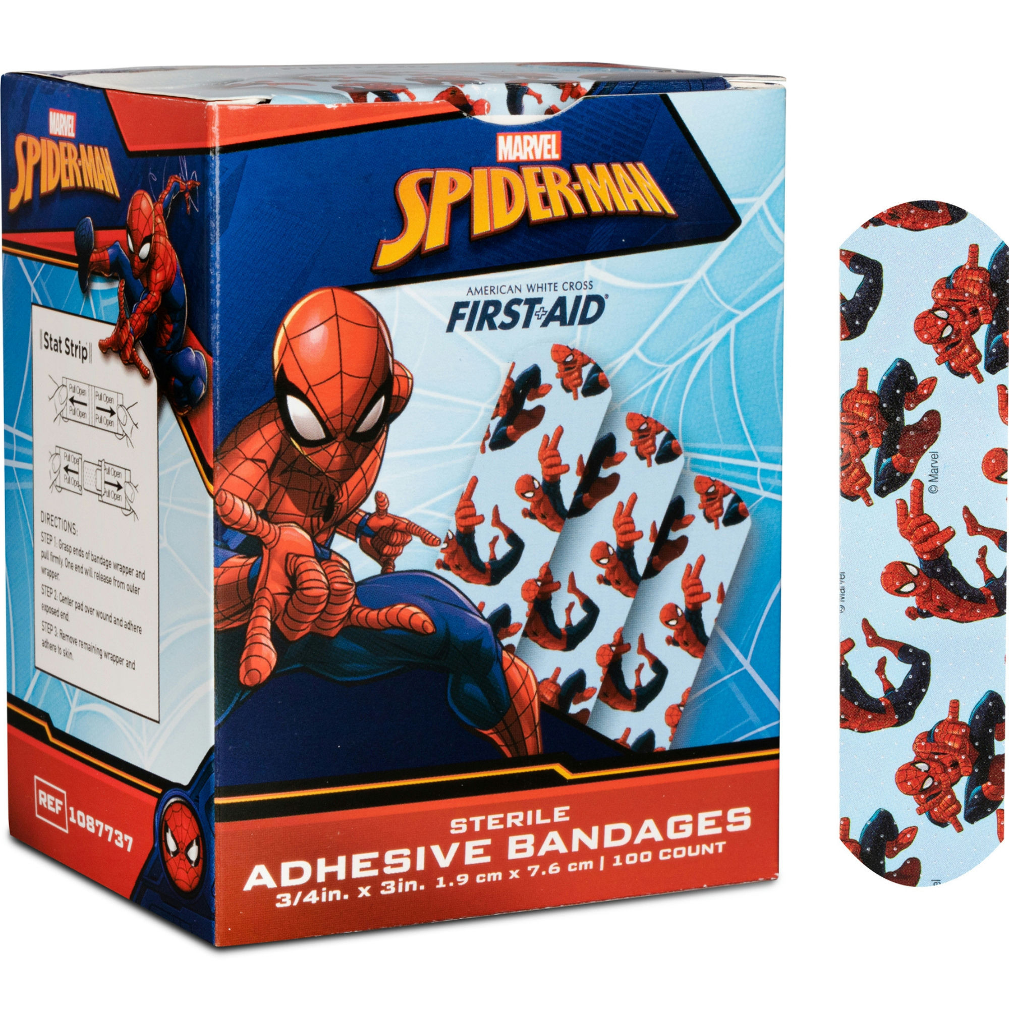 Dukal Stat Adhesive Bandage Strip for Kids, Spider-Man