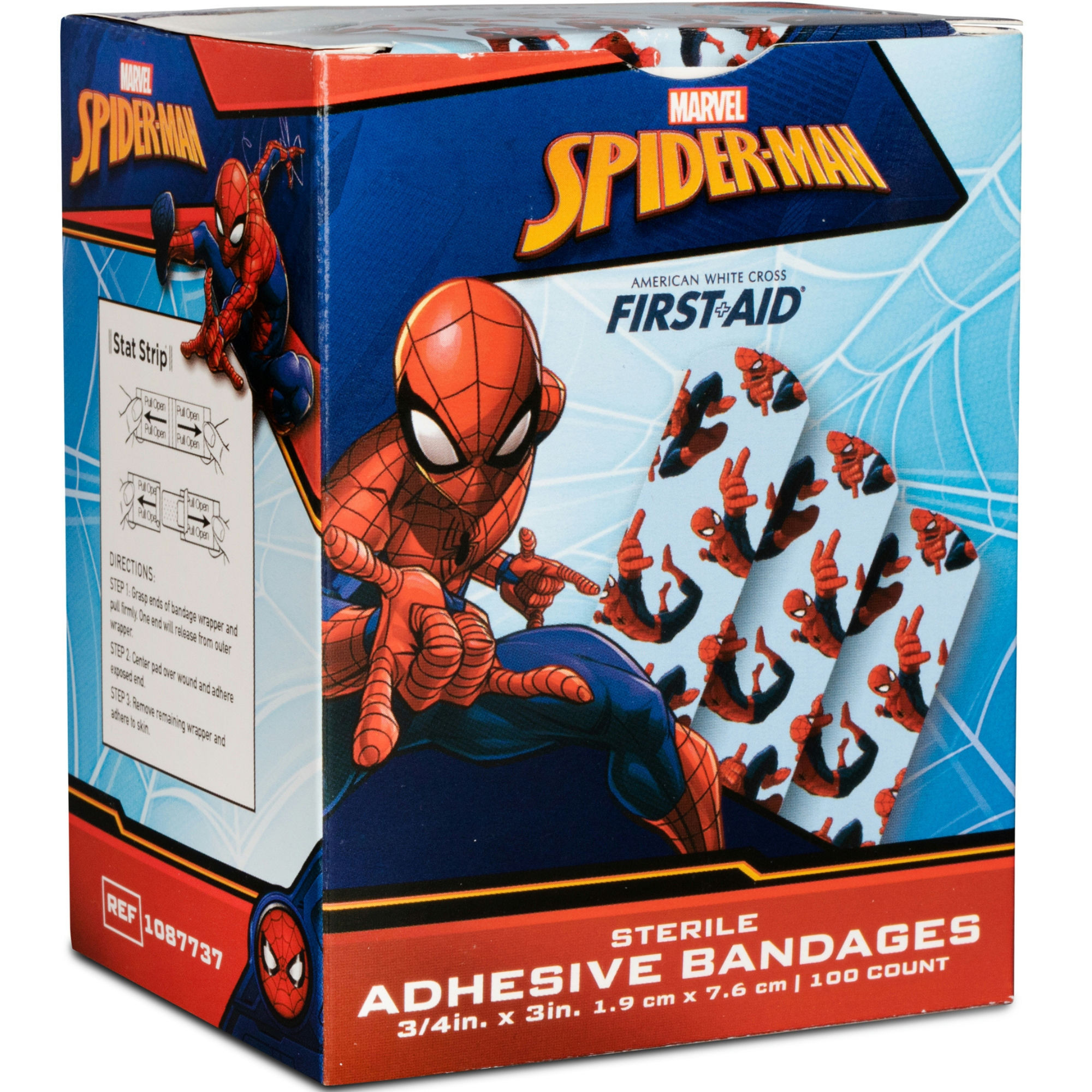Dukal Stat Adhesive Bandage Strip for Kids, Spider-Man