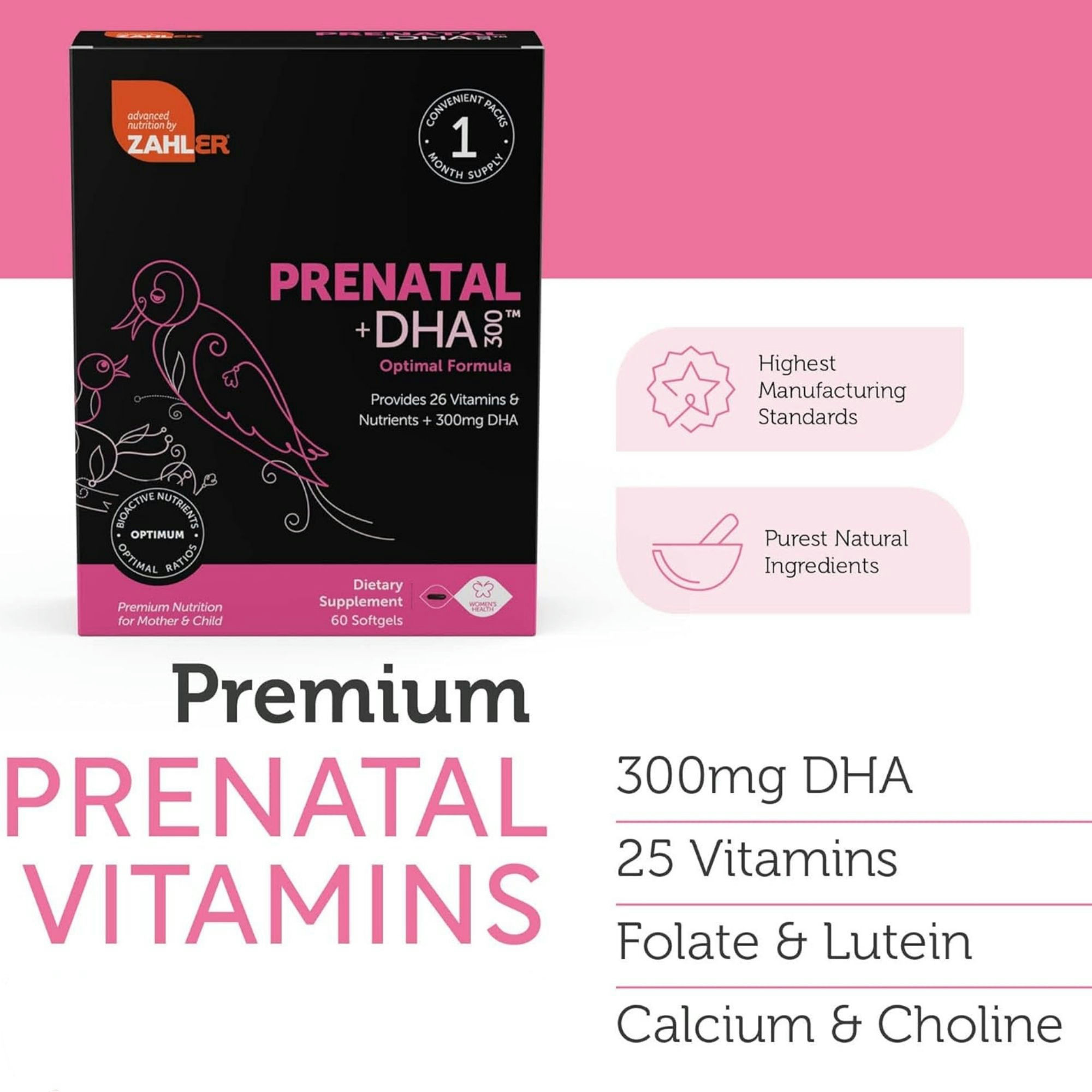 Zahler Prenatal Plus DHA 300 Optimal Formula Dietary Supplement