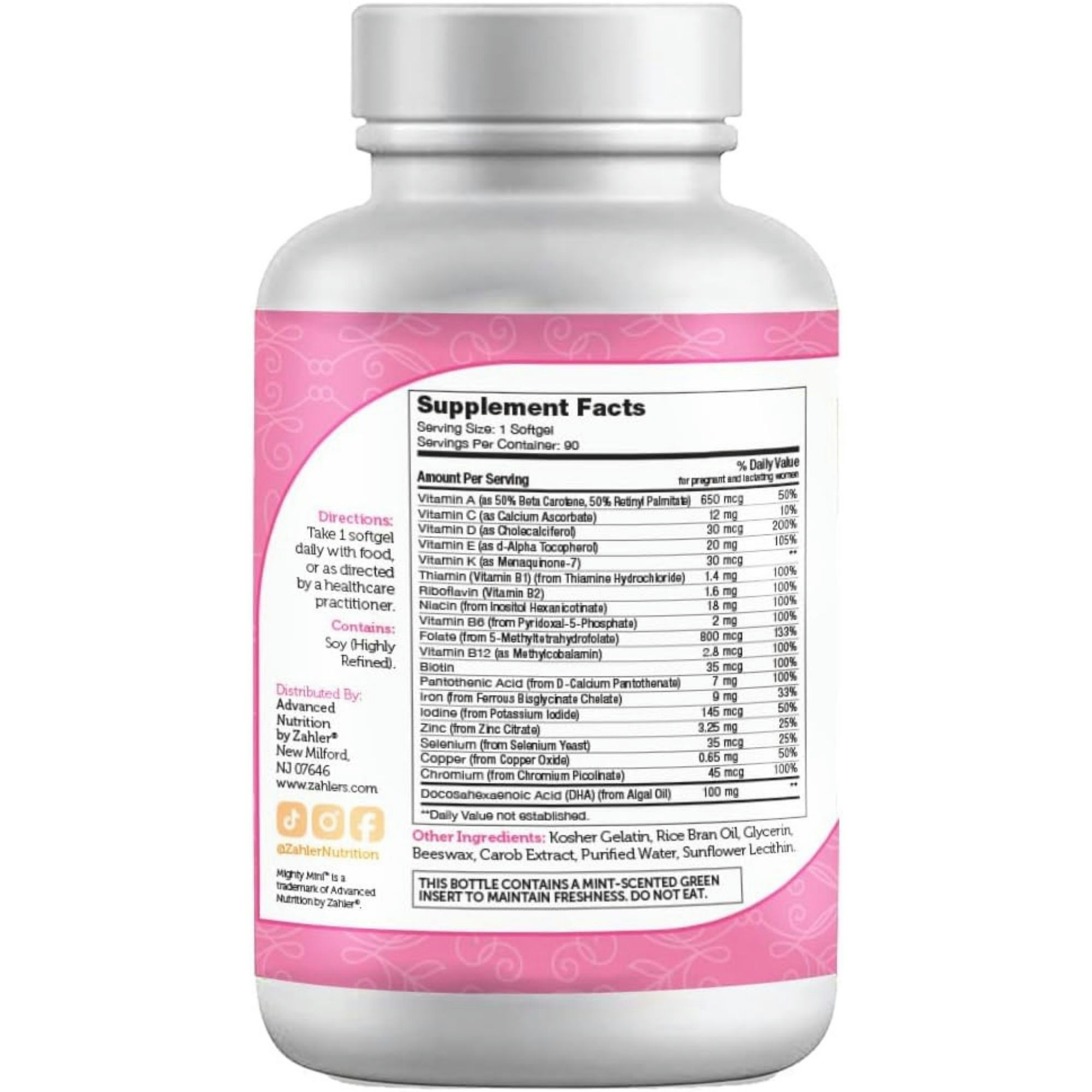 Zahler Mighty Mini Prenatal Plus DHA Dietary Supplement