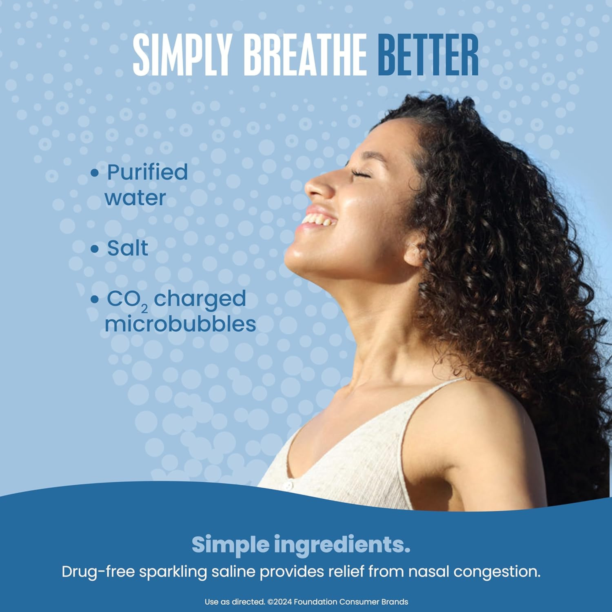 Breathe Right Sparkling Saline Nasal Rinse Spray with Microbubbles