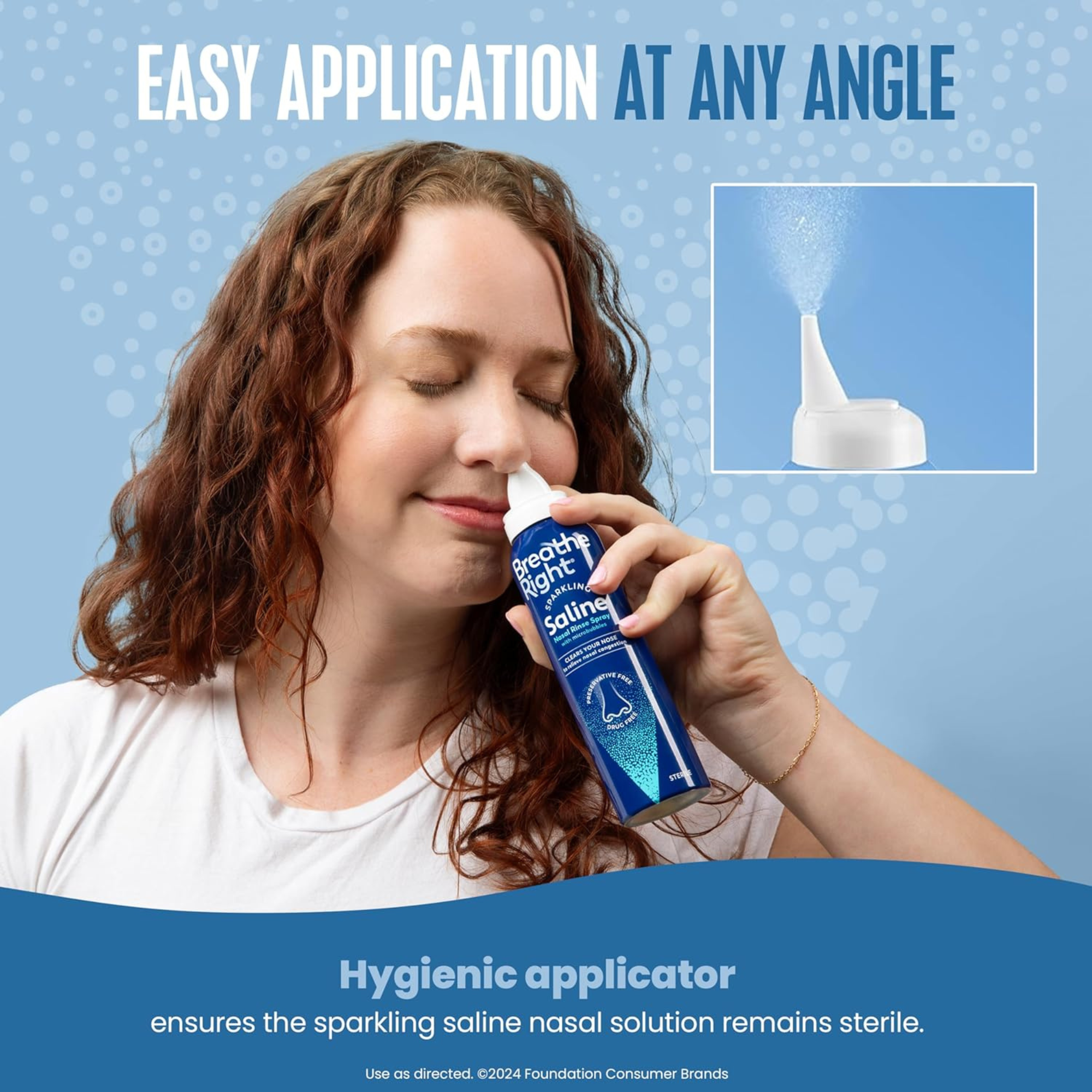 Breathe Right Sparkling Saline Nasal Rinse Spray with Microbubbles