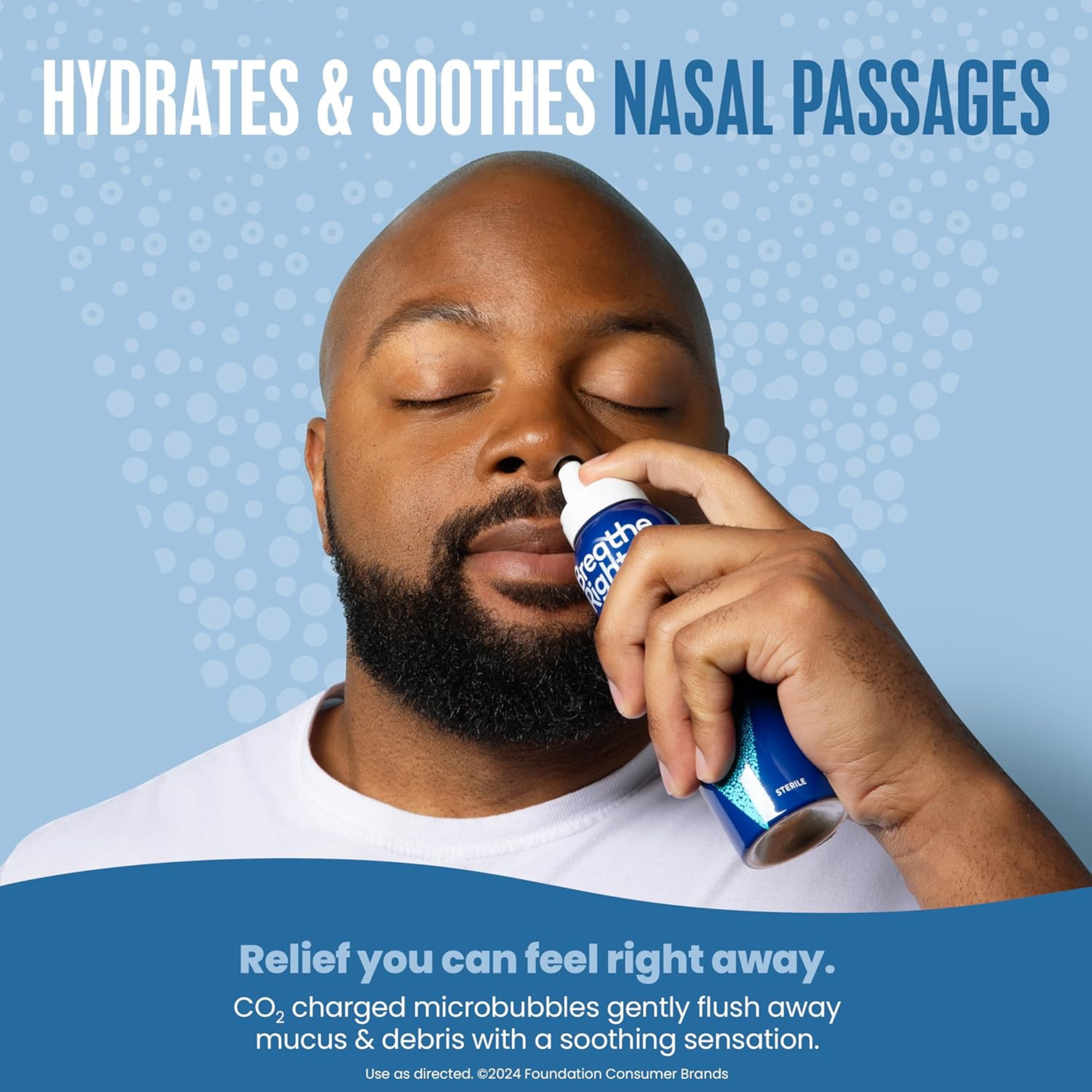 Breathe Right Sparkling Saline Nasal Rinse Spray with Microbubbles