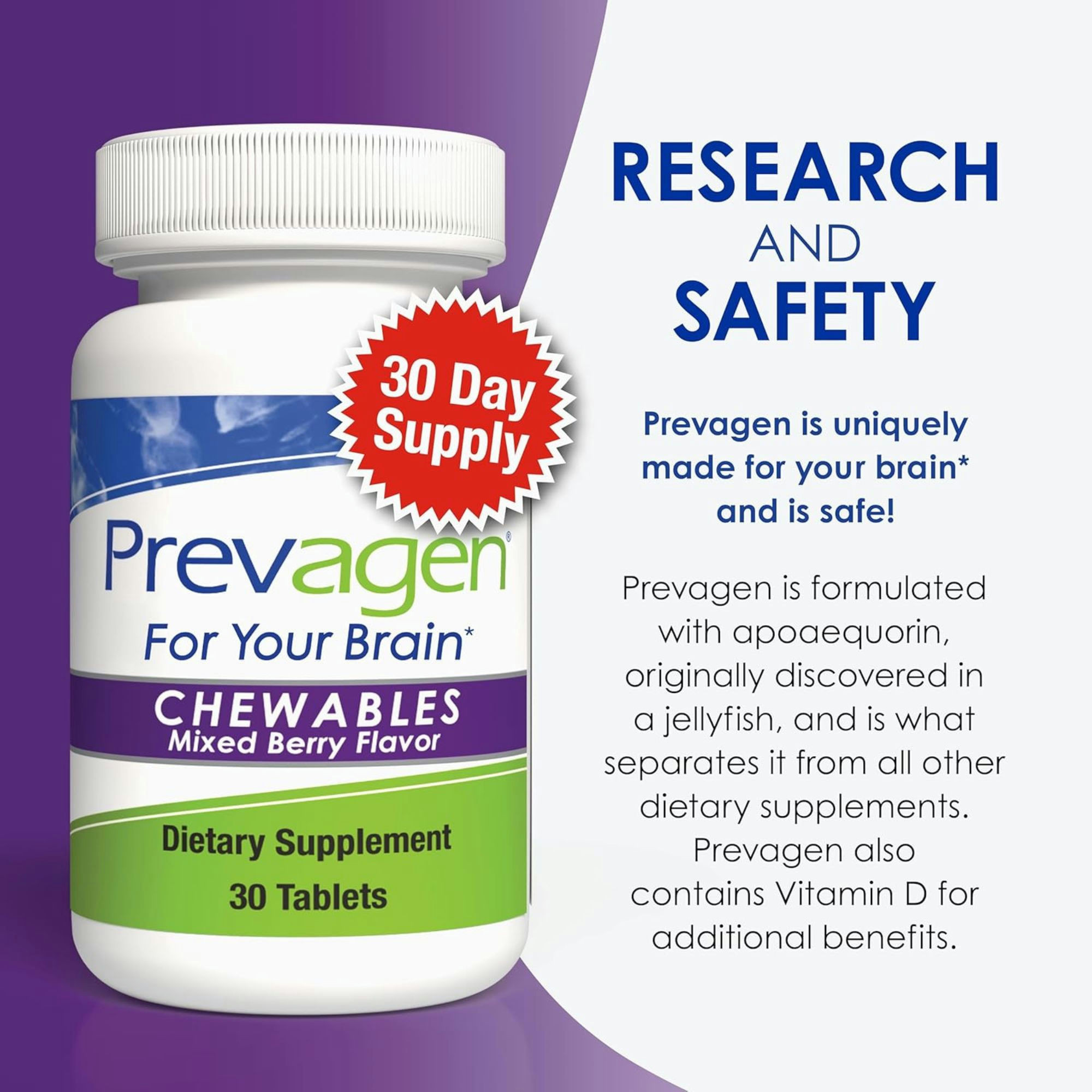 Prevagen Brain Health Chewables Supplement, Regular Strength