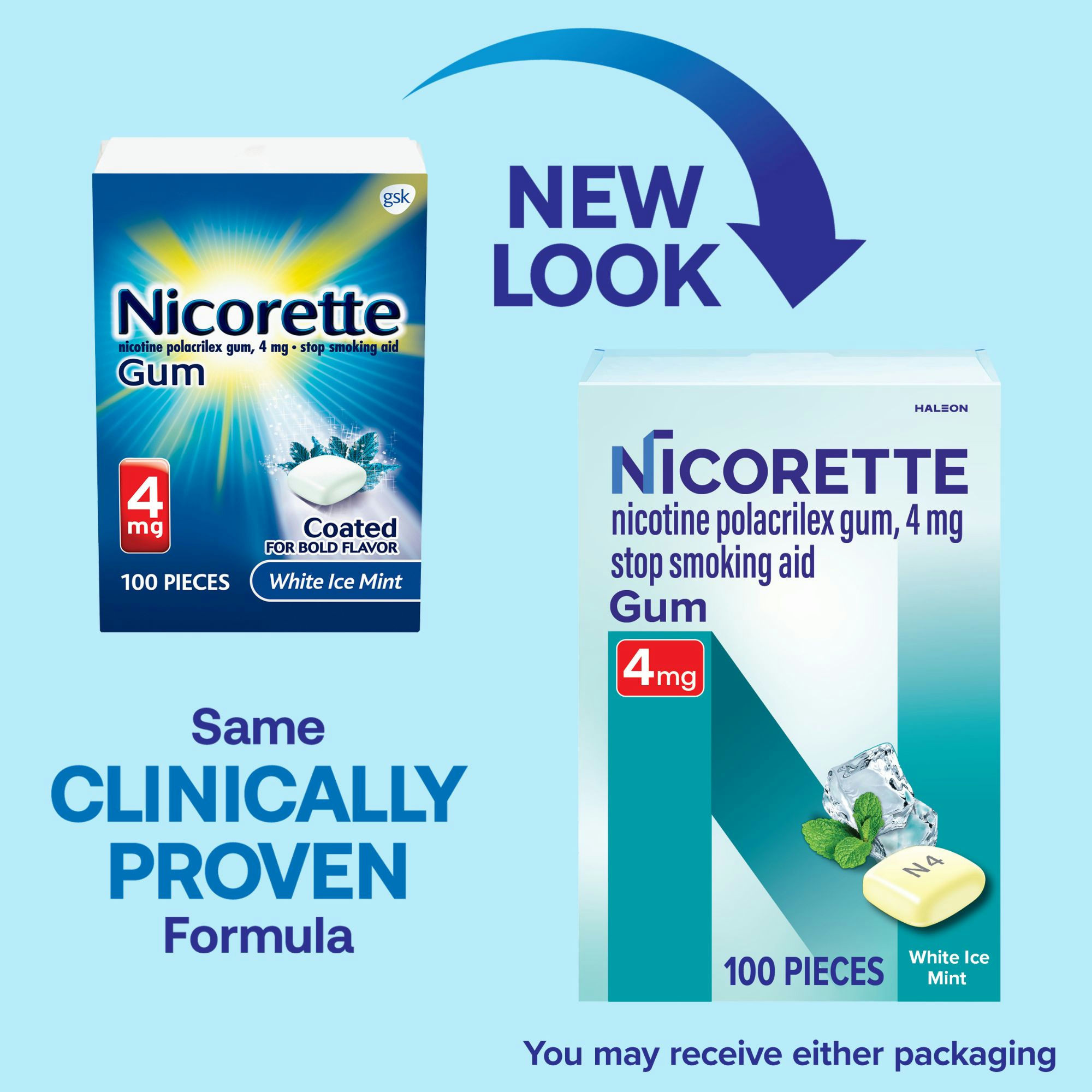 Nicorette Nicotine Gum Aid to Quit Smoking, 4 mg