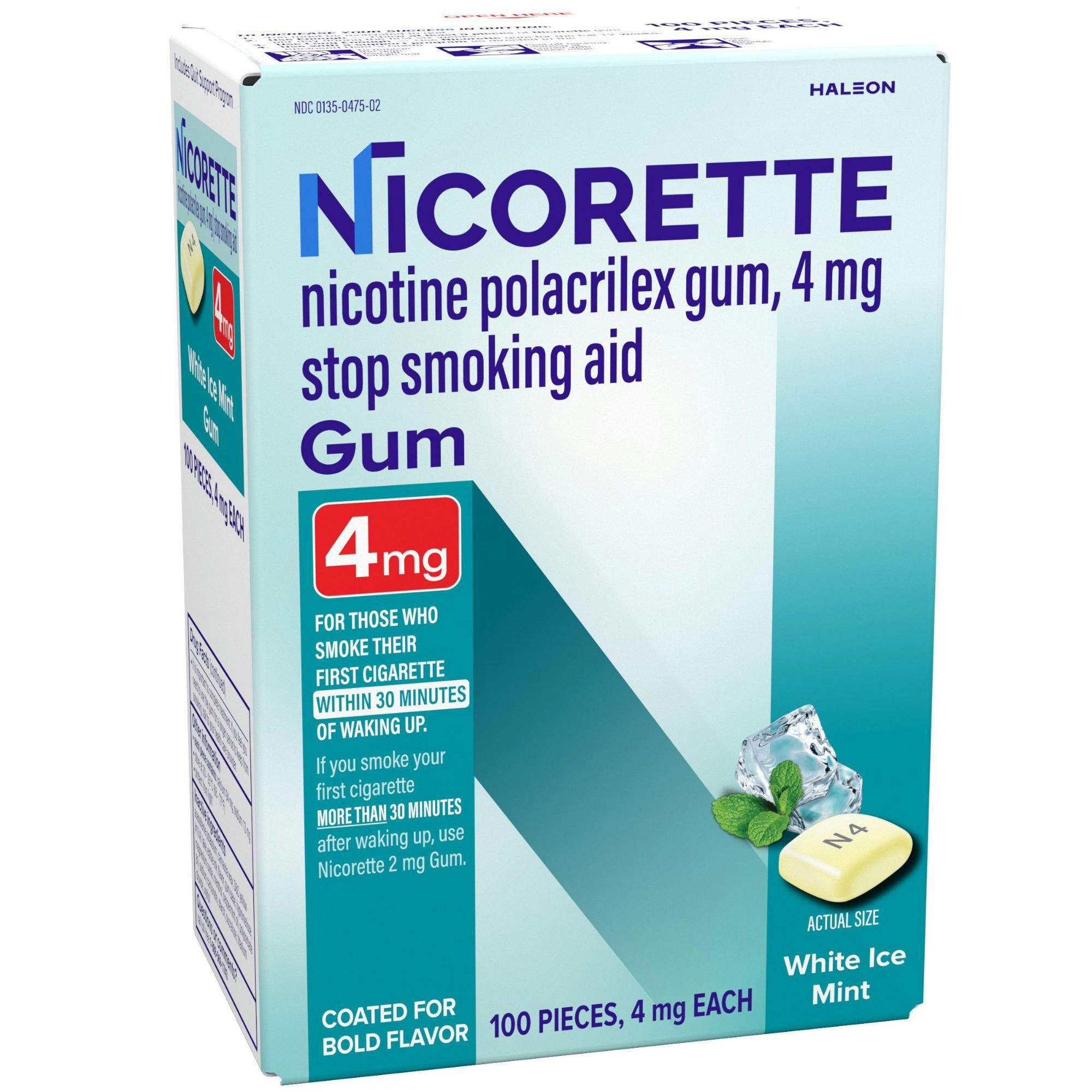 Nicorette Nicotine Gum Aid to Quit Smoking, 4 mg