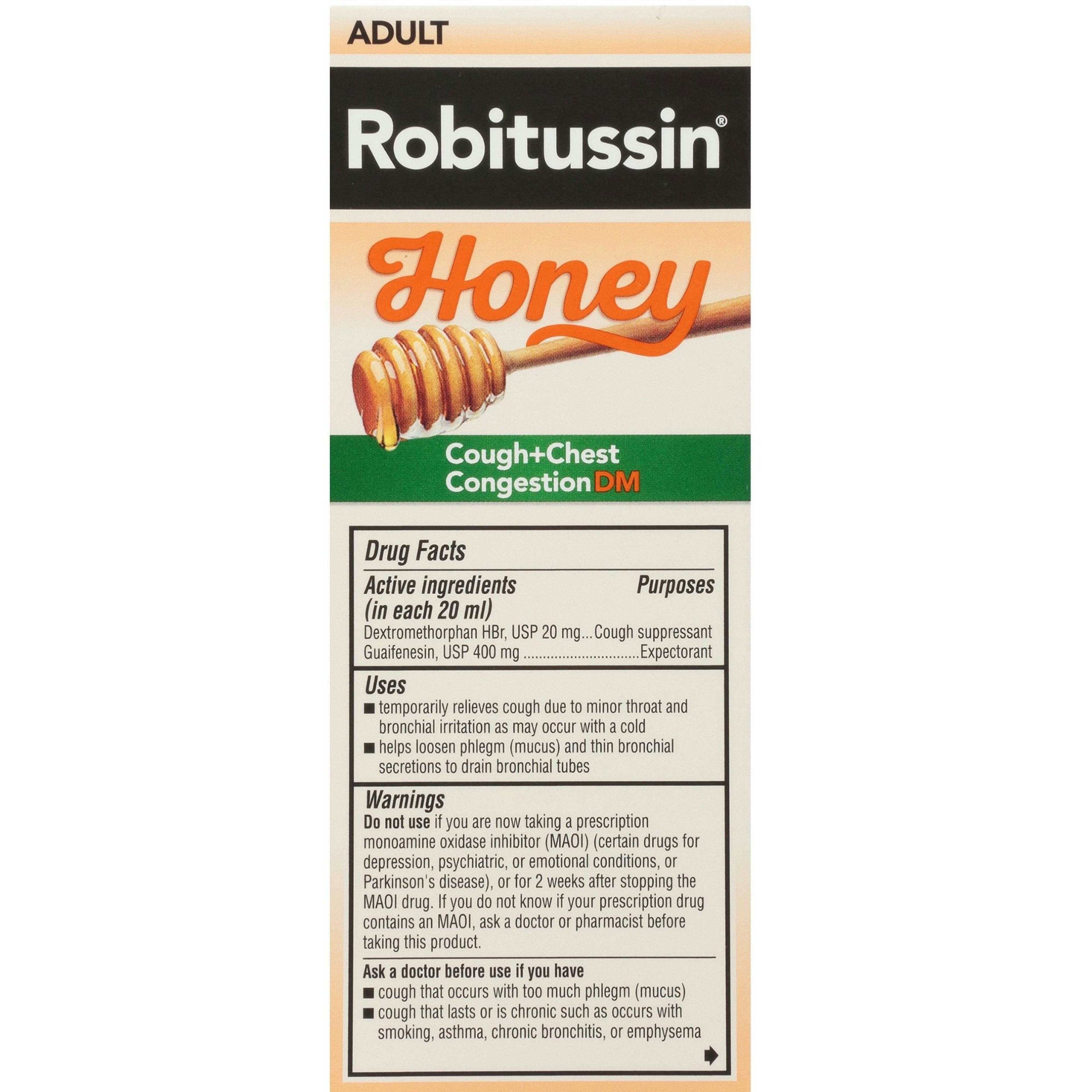 Robitussin Honey Maximum Strength Cough + Chest Congestion DM Max Cough Relief Liquid