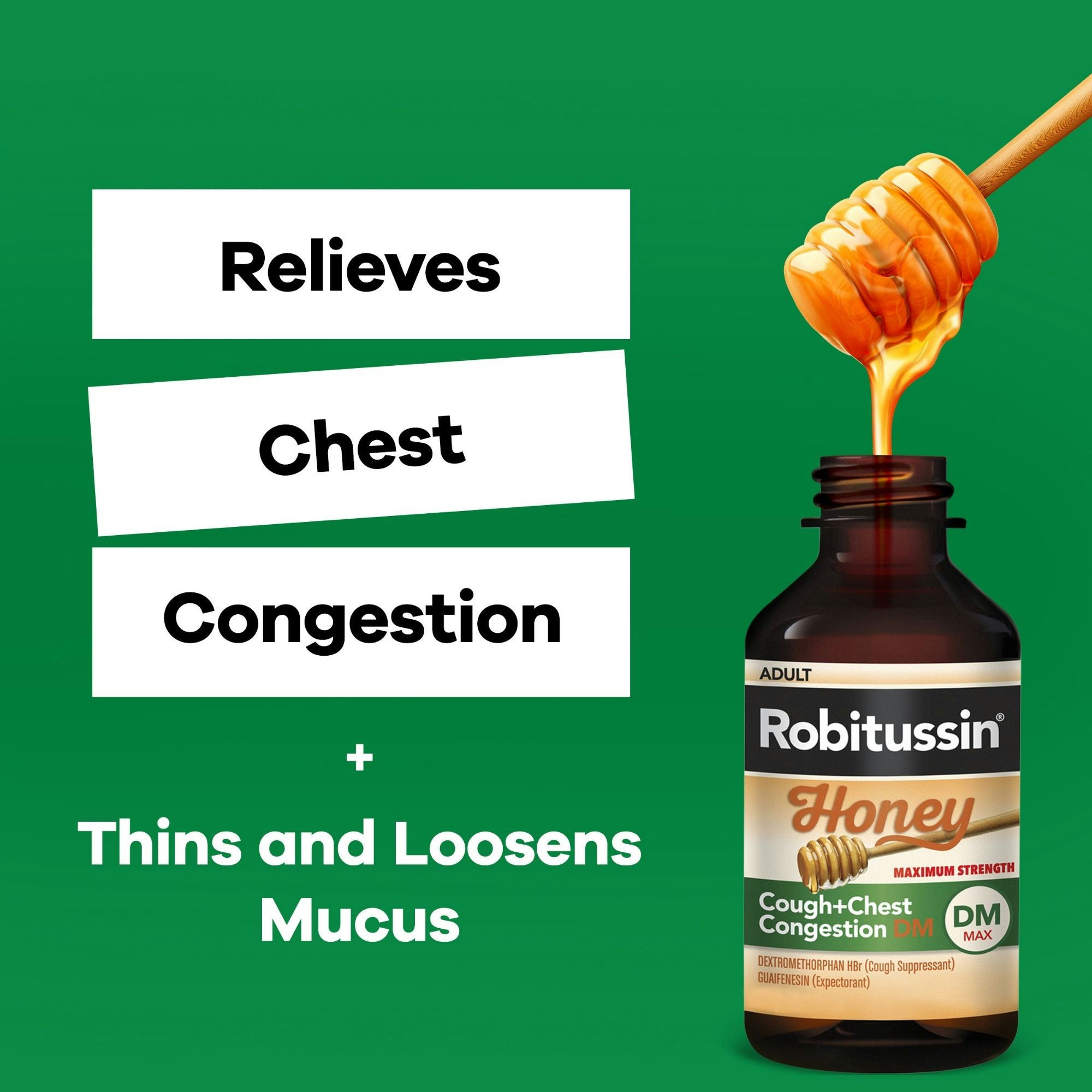 Robitussin Honey Maximum Strength Cough + Chest Congestion DM Max Cough Relief Liquid
