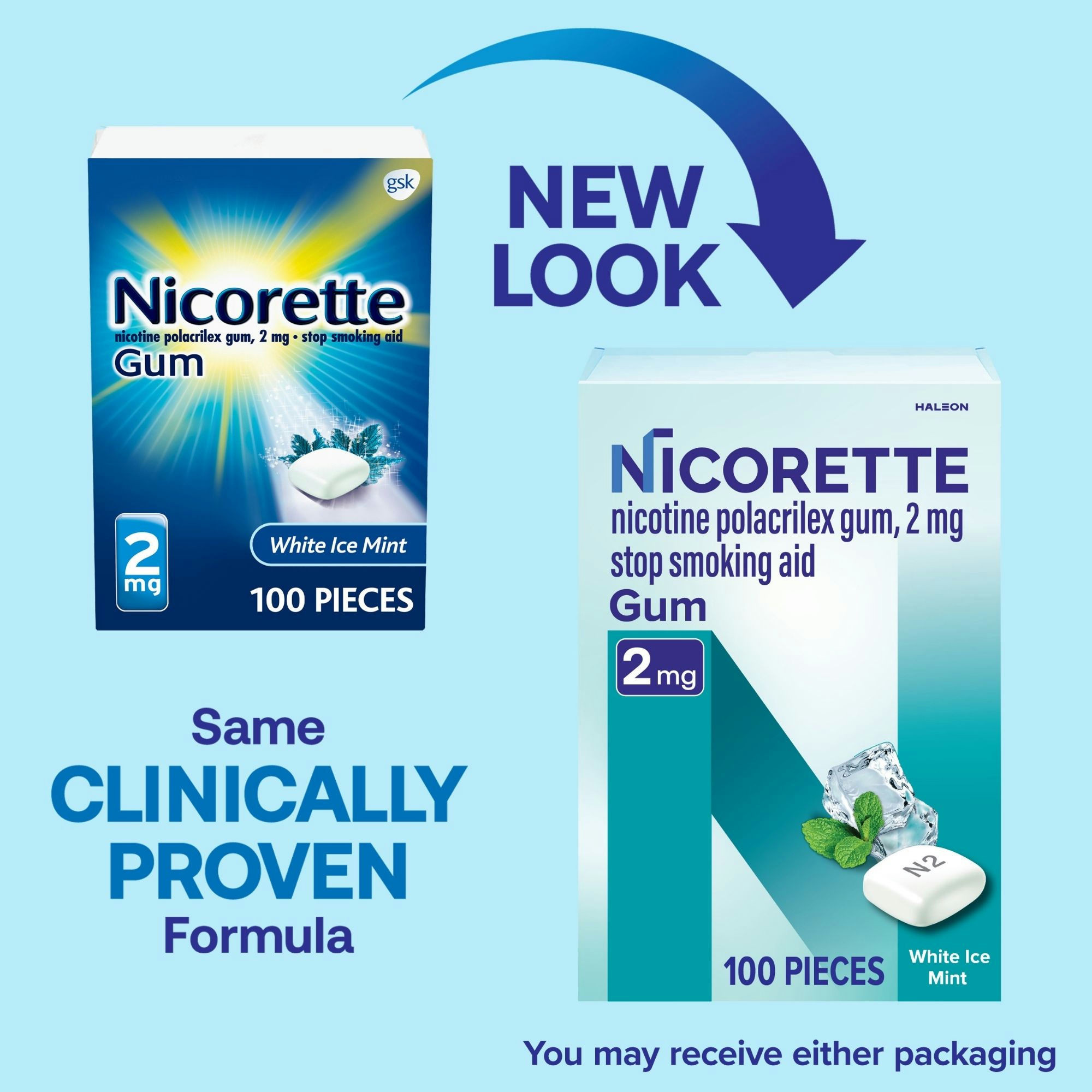 Nicorette Nicotine Gum Aid to Quit Smoking, 2 mg