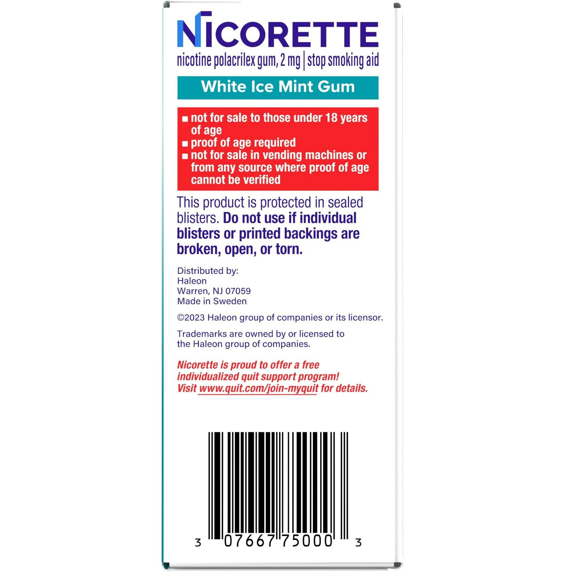Nicorette Nicotine Gum Aid to Quit Smoking, 2 mg