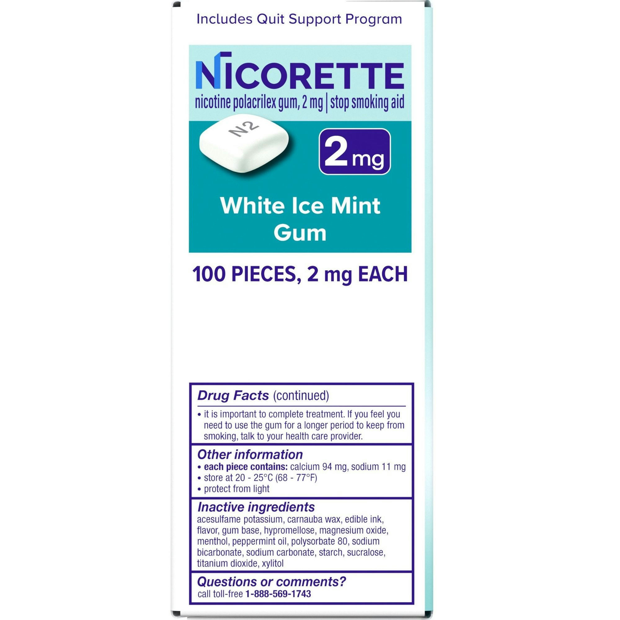 Nicorette Nicotine Gum Aid to Quit Smoking, 2 mg