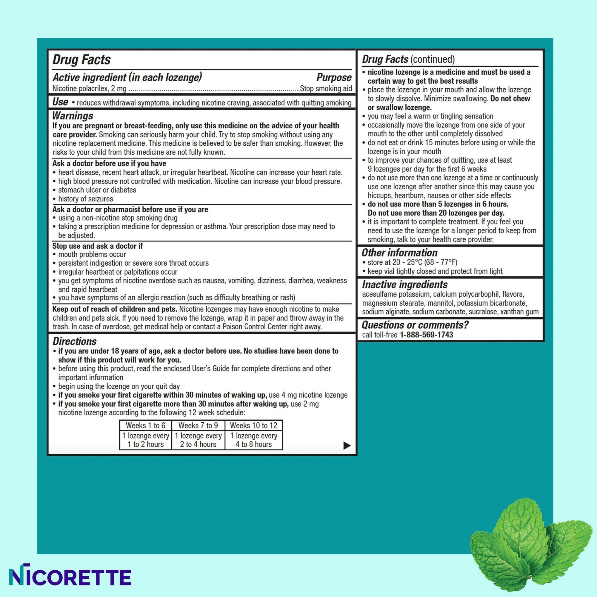 Nicorette Mini Nicotine Lozenges to Help Quit Smoking, 2 mg