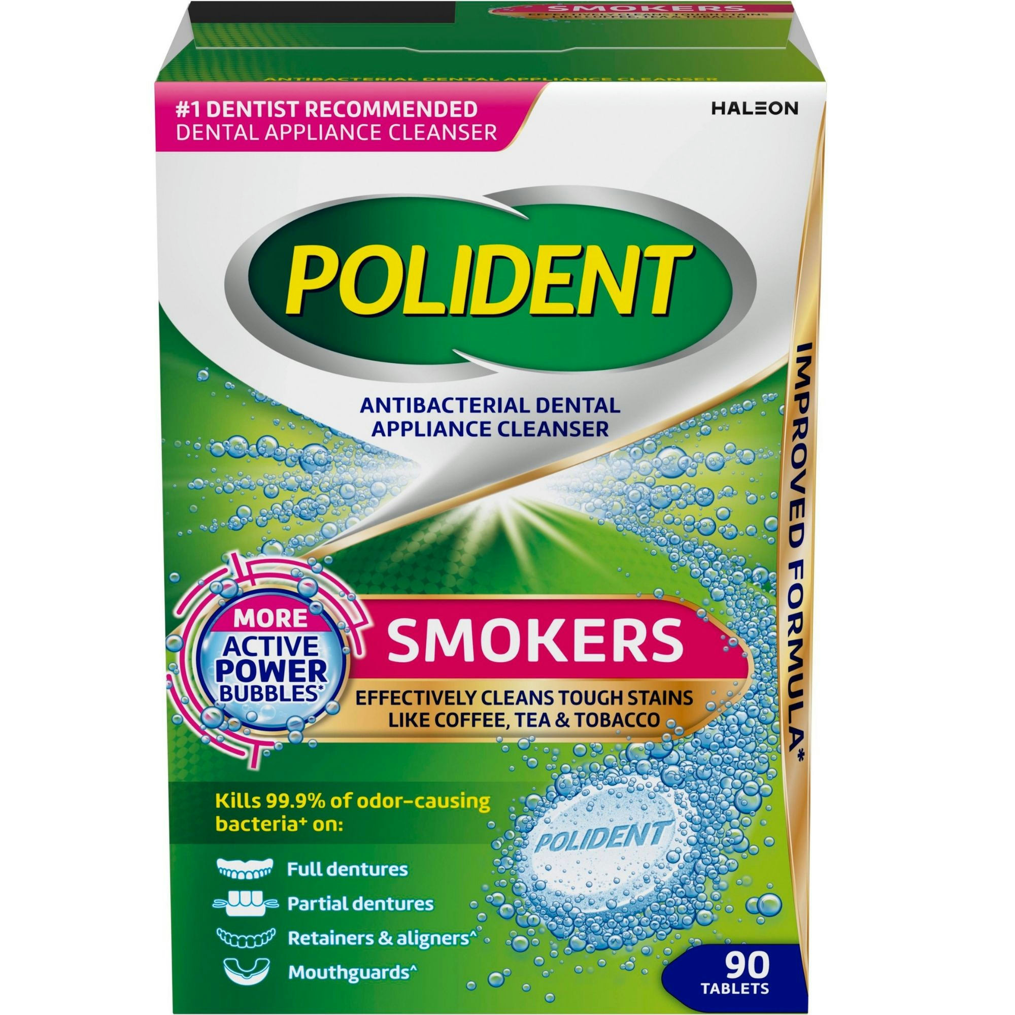 Polident Smokers Antibacterial Dental Appliance Cleanser Tablets