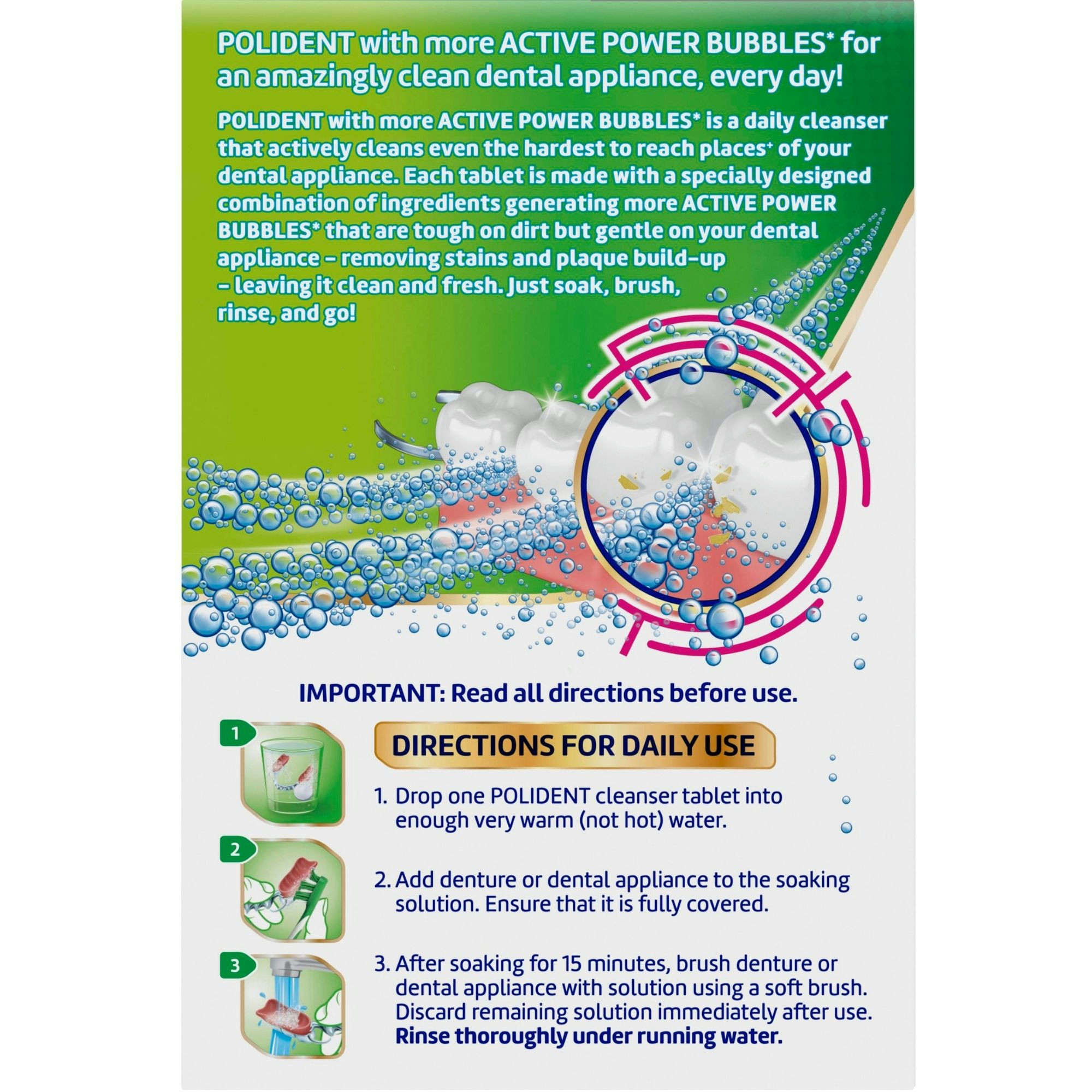 Polident Smokers Antibacterial Dental Appliance Cleanser Tablets