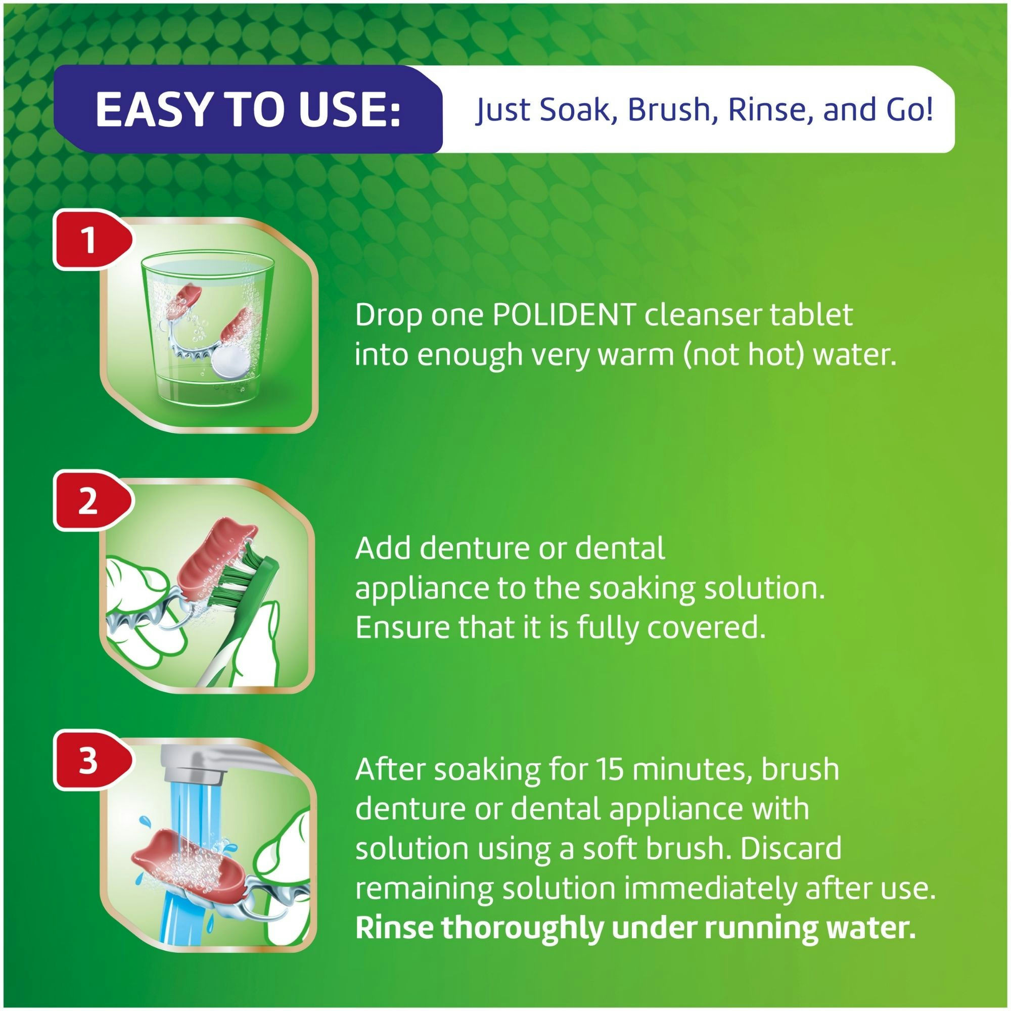 Polident Smokers Antibacterial Dental Appliance Cleanser Tablets