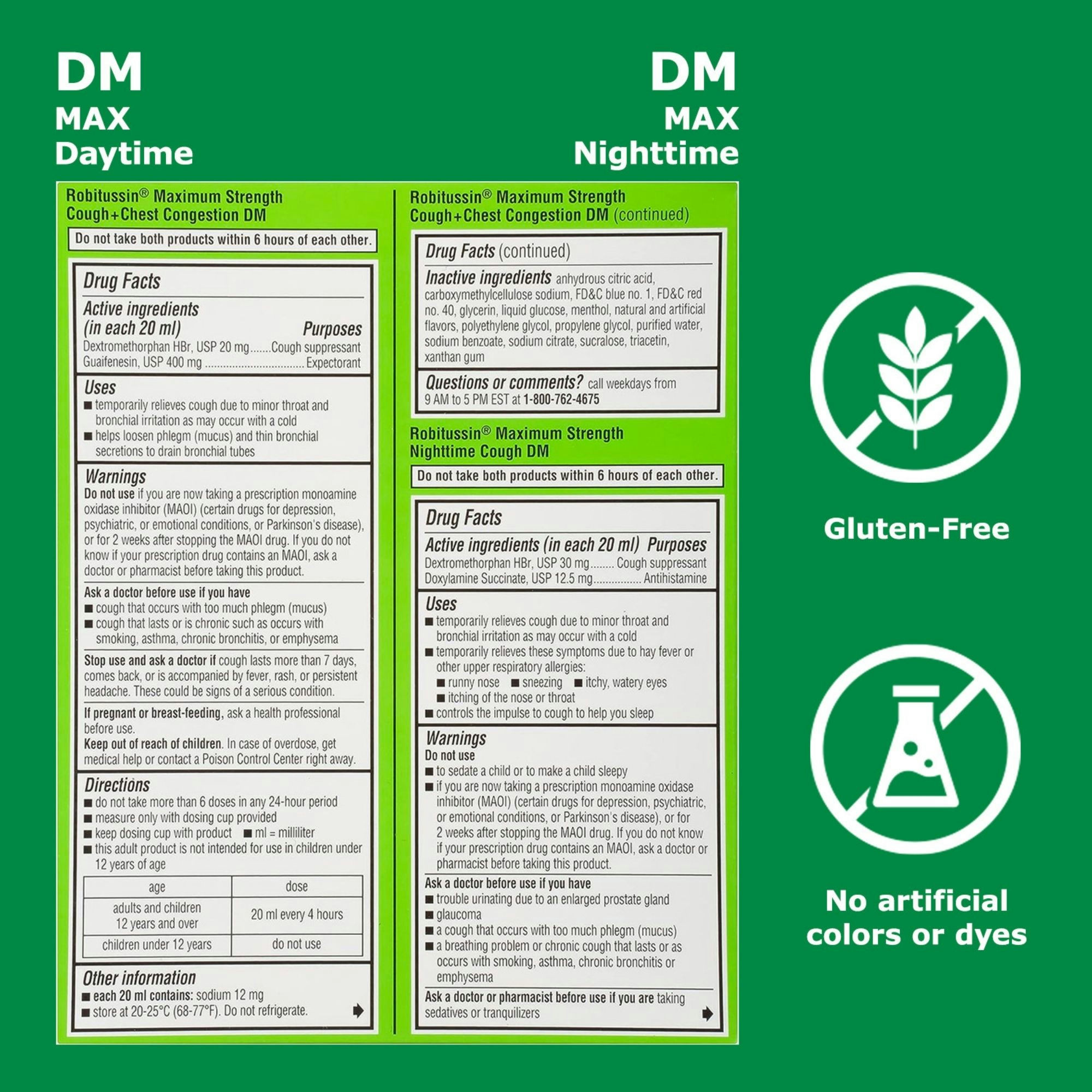Robitussin Maximum Strength Day & Night Cough and Chest Congestion DM Max Cough Relief Liquid
