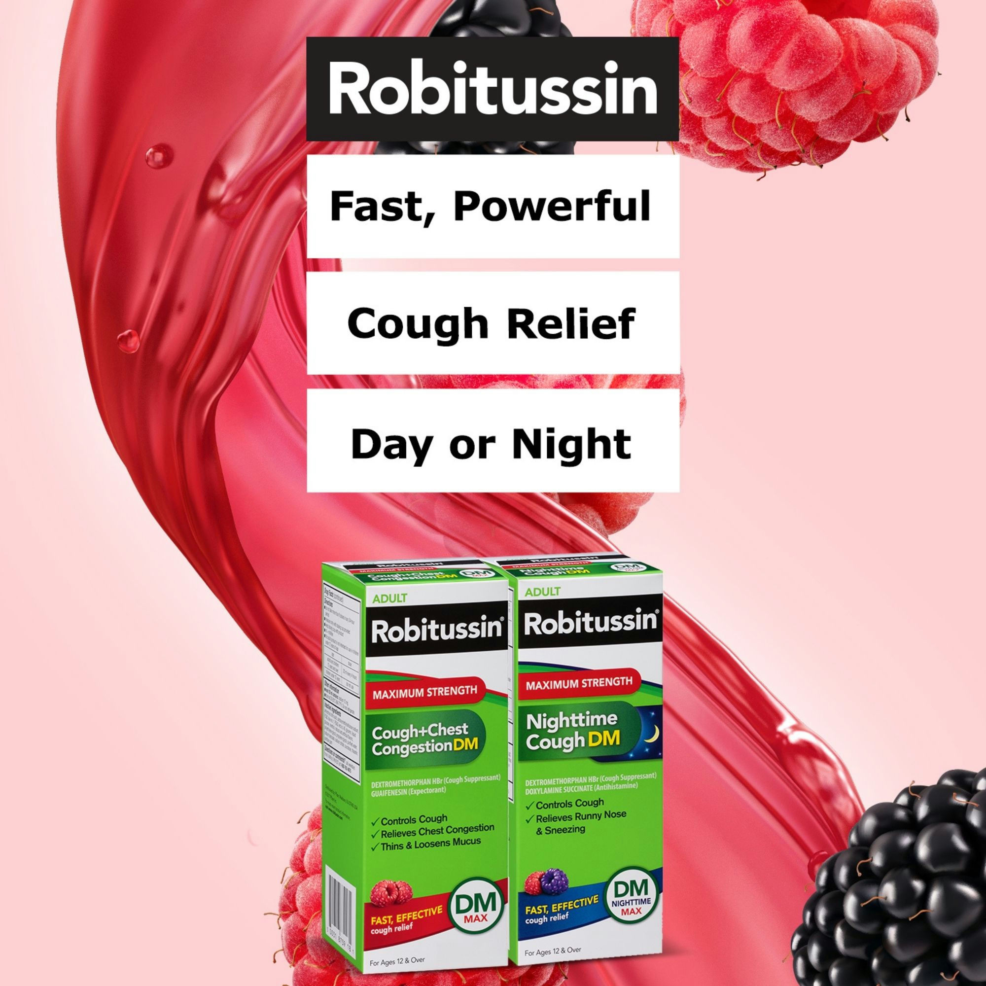 Robitussin Maximum Strength Day & Night Cough and Chest Congestion DM Max Cough Relief Liquid