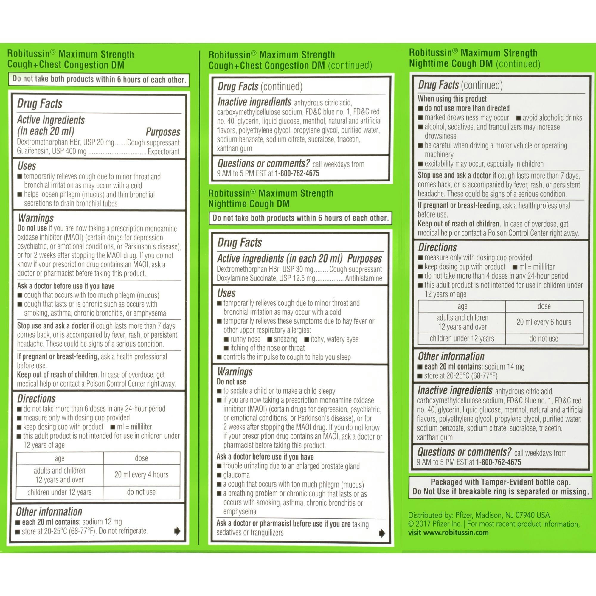 Robitussin Maximum Strength Day & Night Cough and Chest Congestion DM Max Cough Relief Liquid
