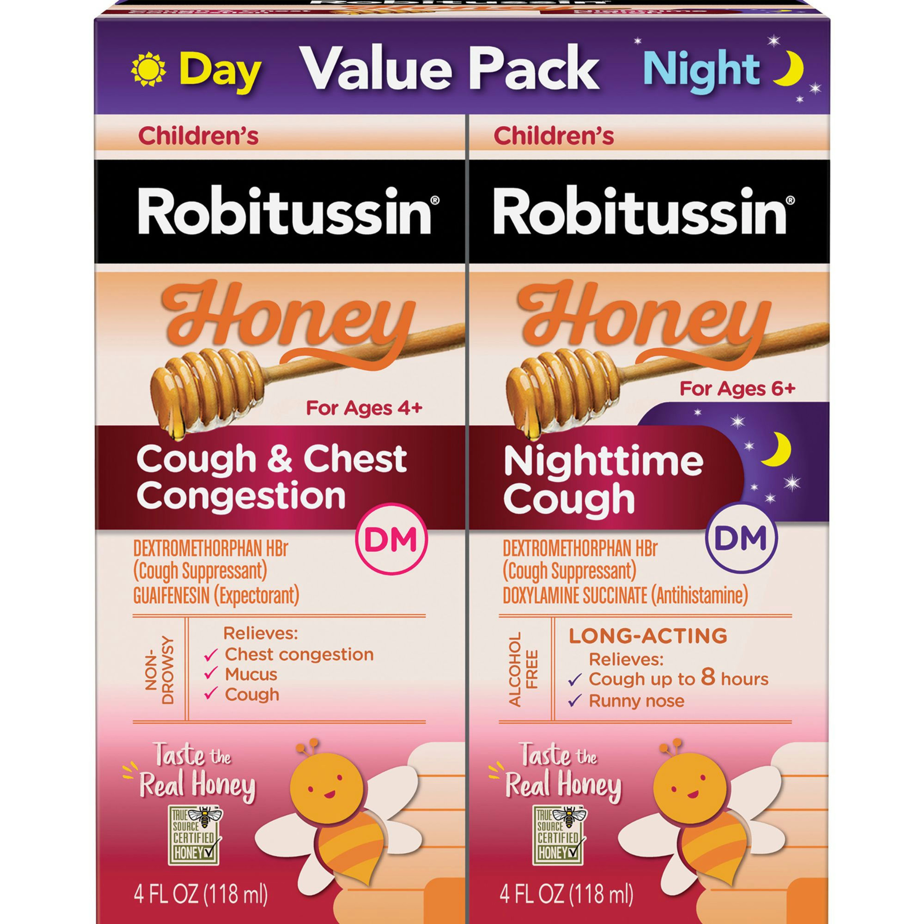 Robitussin Children’s Honey Daytime & Nighttime Cough and Chest Congestion DM Cough Relief Liquid