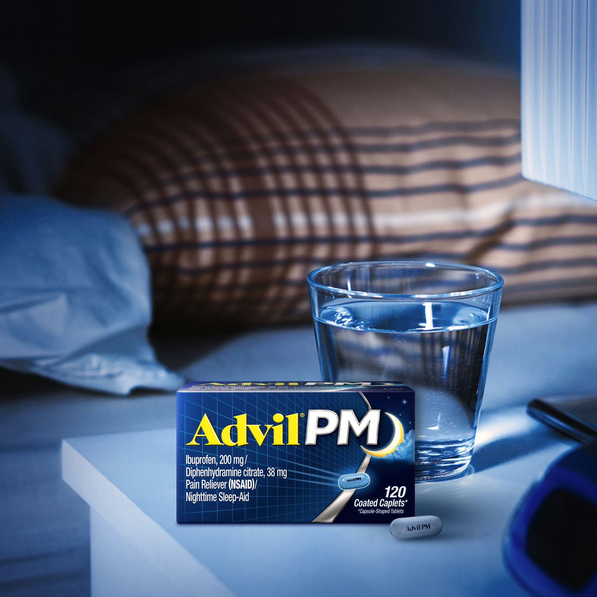 Advil PM Pain Reliever Nighttime Sleep-Aid, Coated Caplets