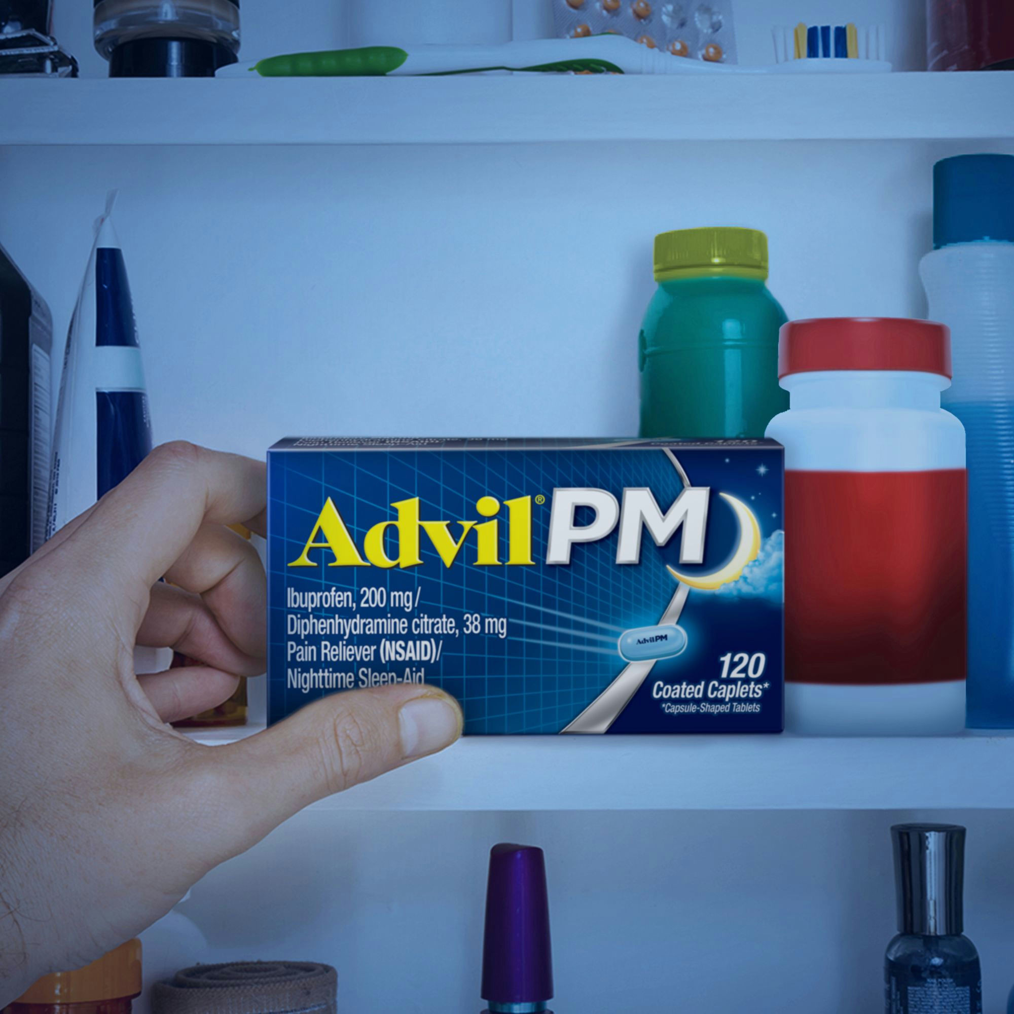 Advil PM Pain Reliever Nighttime Sleep-Aid, Coated Caplets