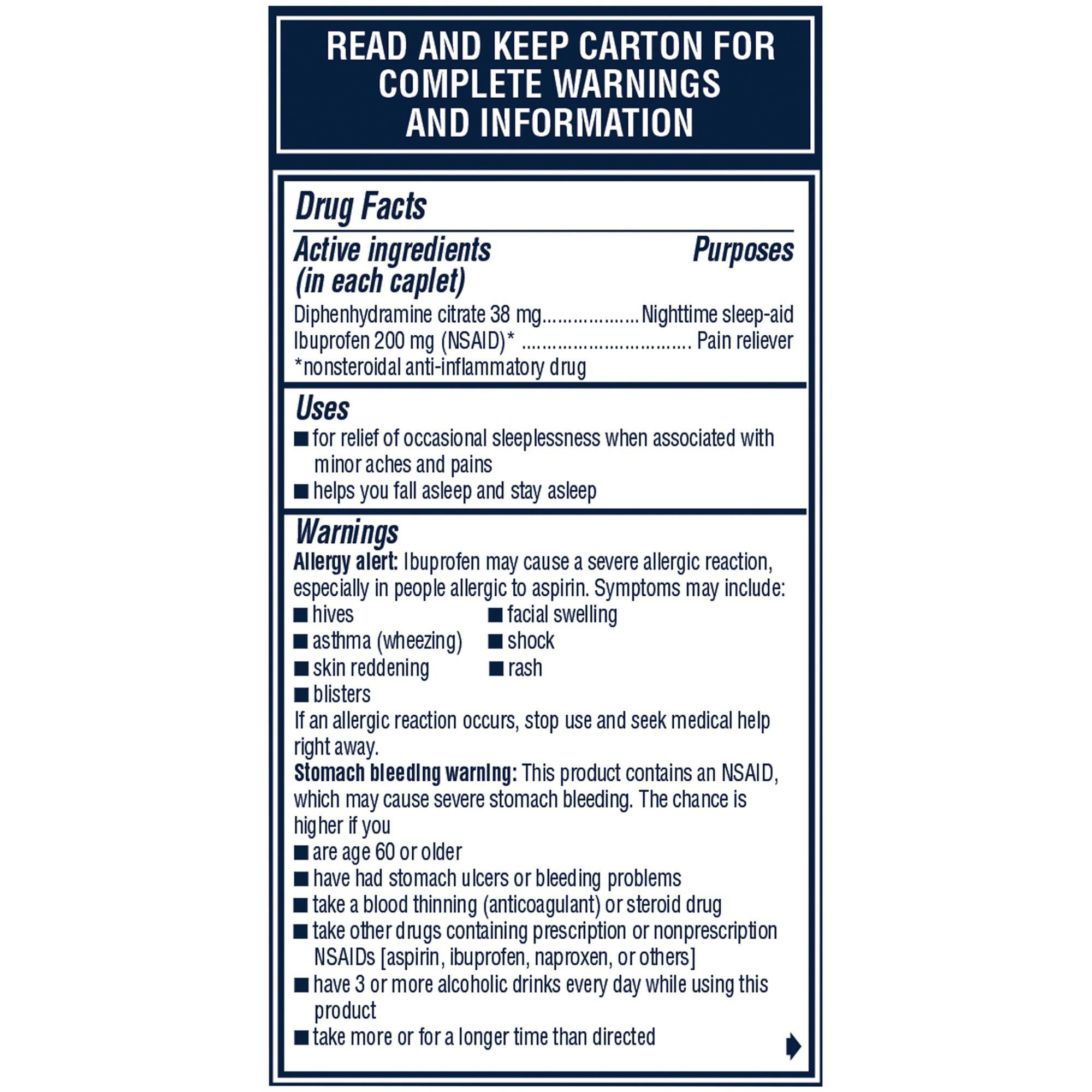 Advil PM Pain Reliever Nighttime Sleep-Aid, Coated Caplets