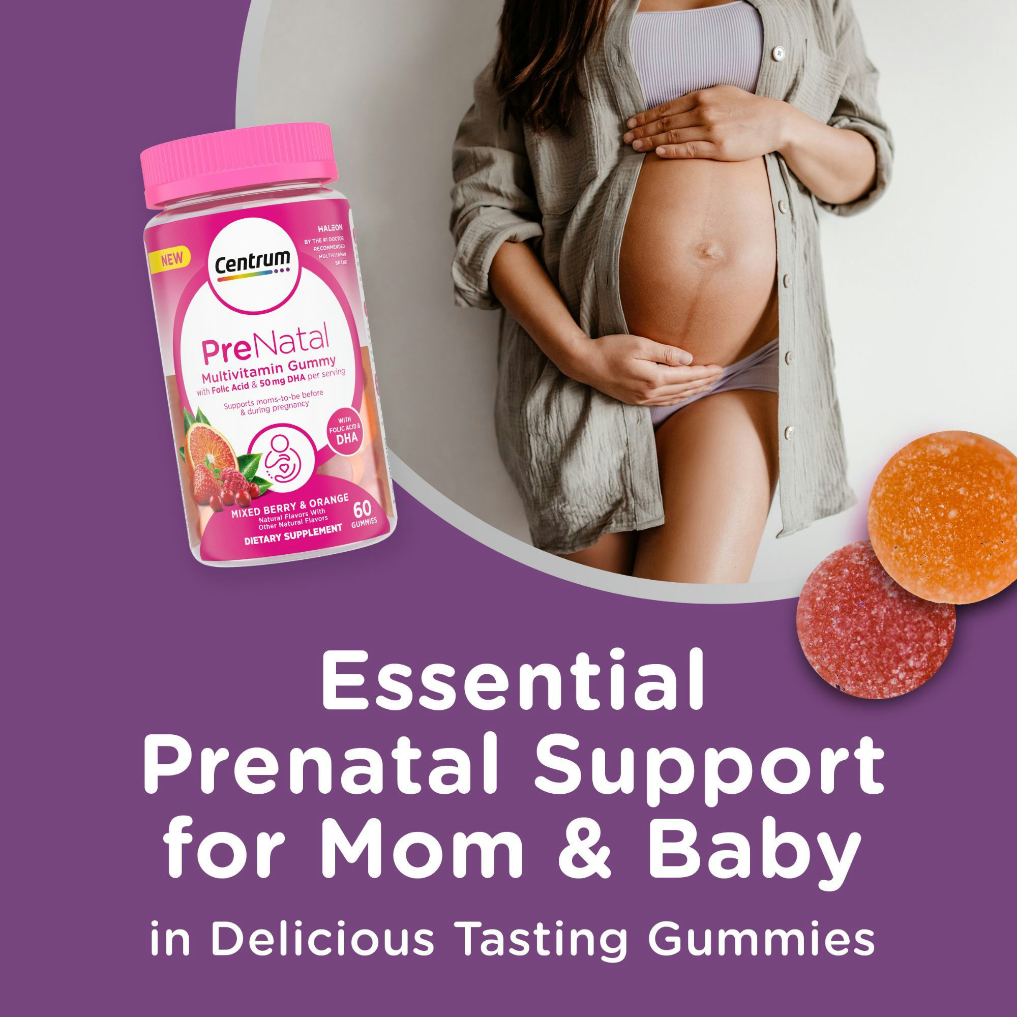 Centrum PreNatal Multivitamin Gummies With Folic Acid & DHA