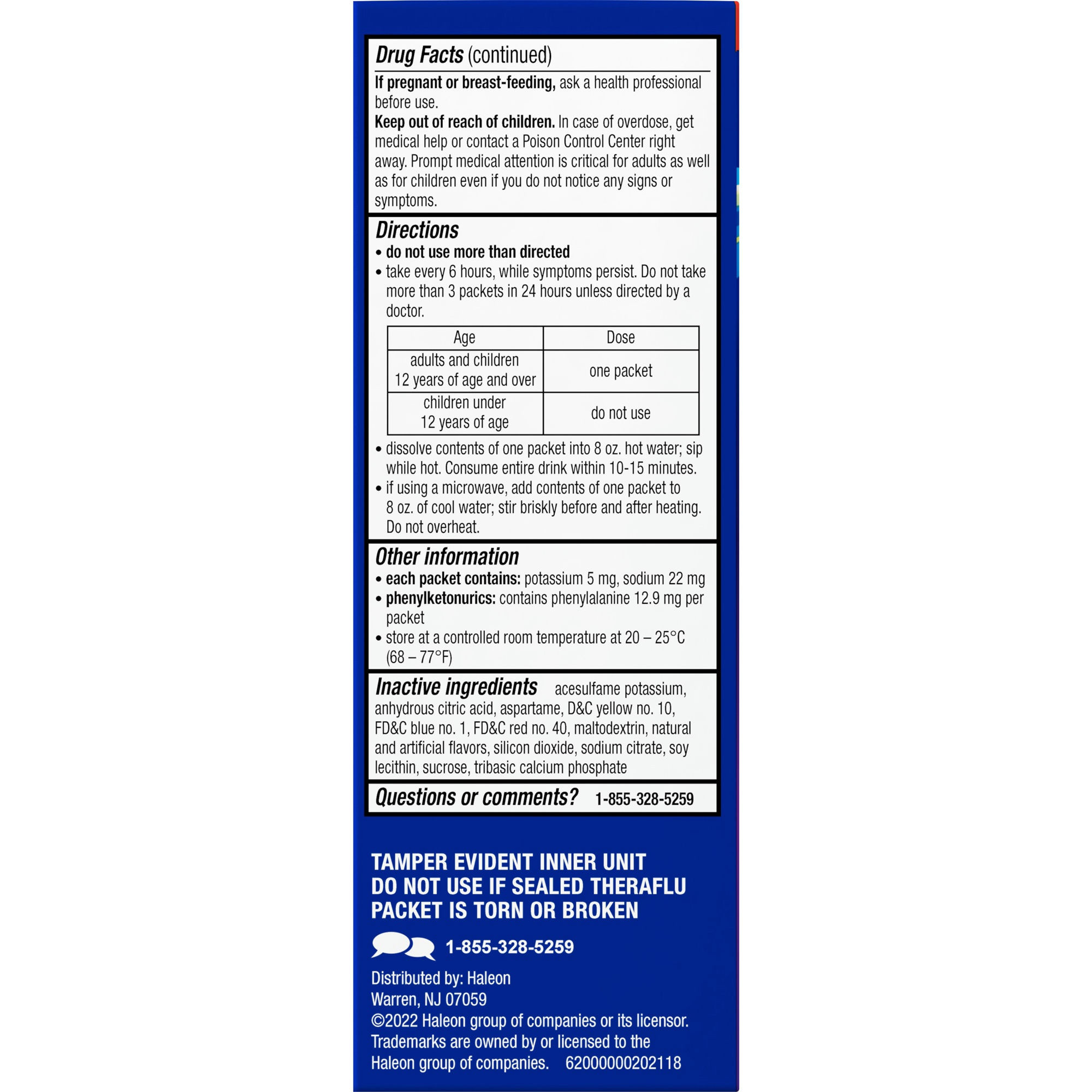 Theraflu Max Strength Nighttime Flu Symptom Relief with Acetaminophen and Dextromethorphan Powder