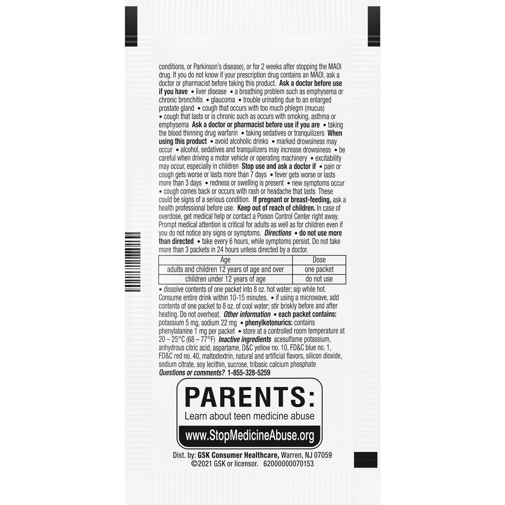 Theraflu Max Strength Nighttime Flu Symptom Relief with Acetaminophen and Dextromethorphan Powder