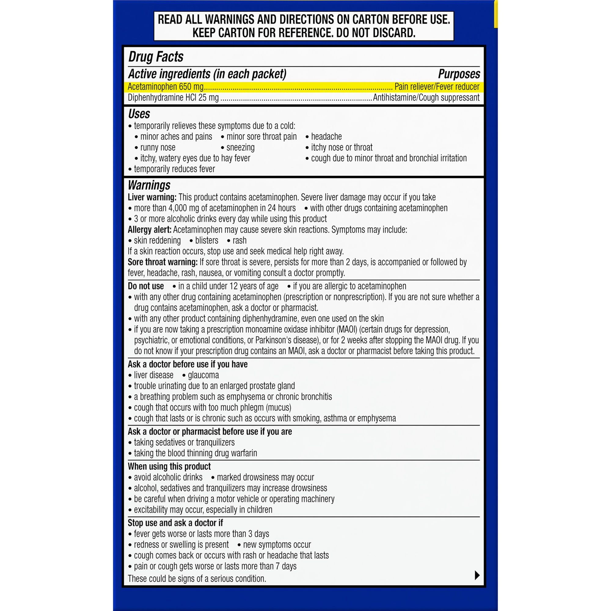 Theraflu Nighttime Severe Cold Relief Powder