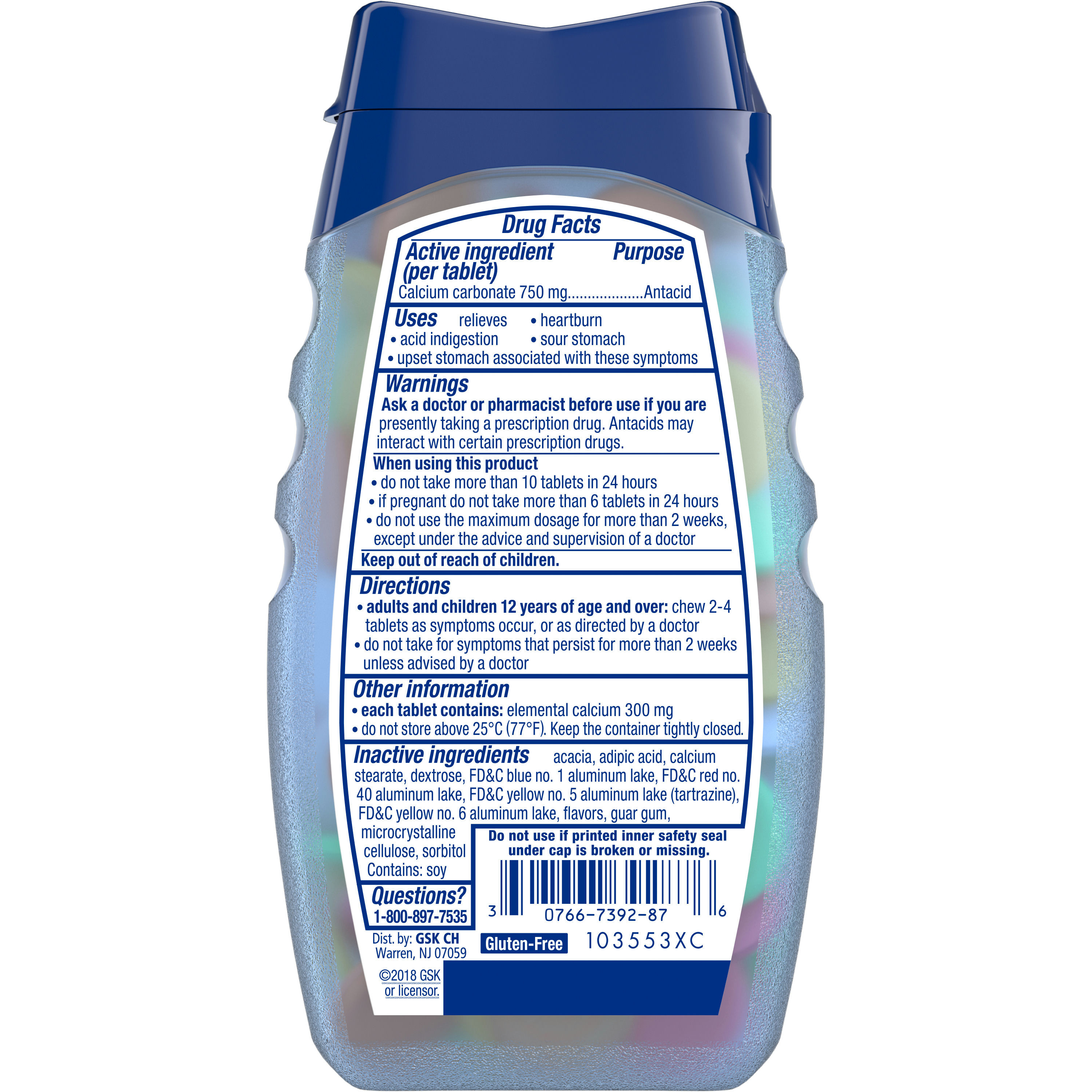 Tums Antacid Smoothies Extra Strength Chewable Tablets for Heartburn Relief