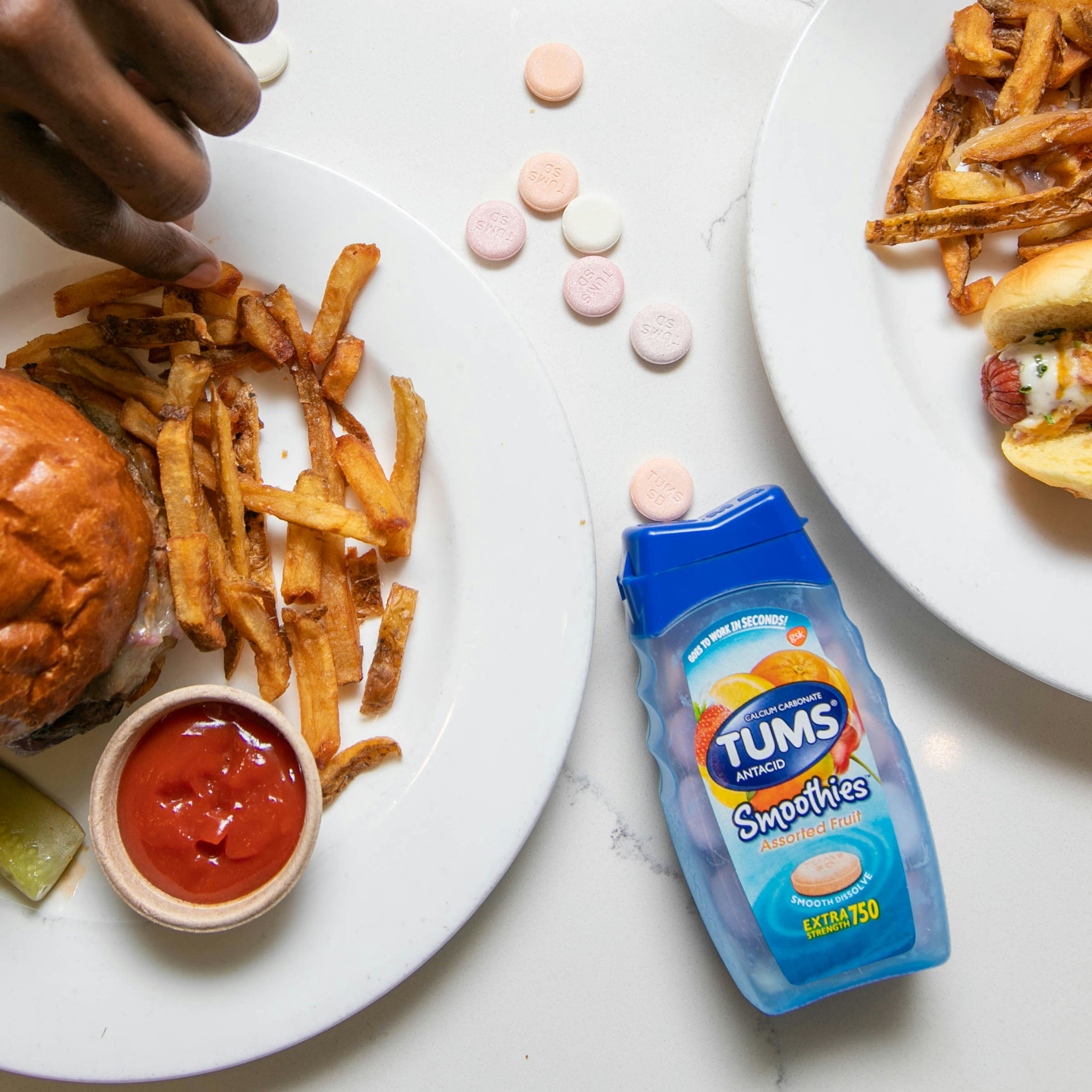 Tums Antacid Smoothies Extra Strength Chewable Tablets for Heartburn Relief