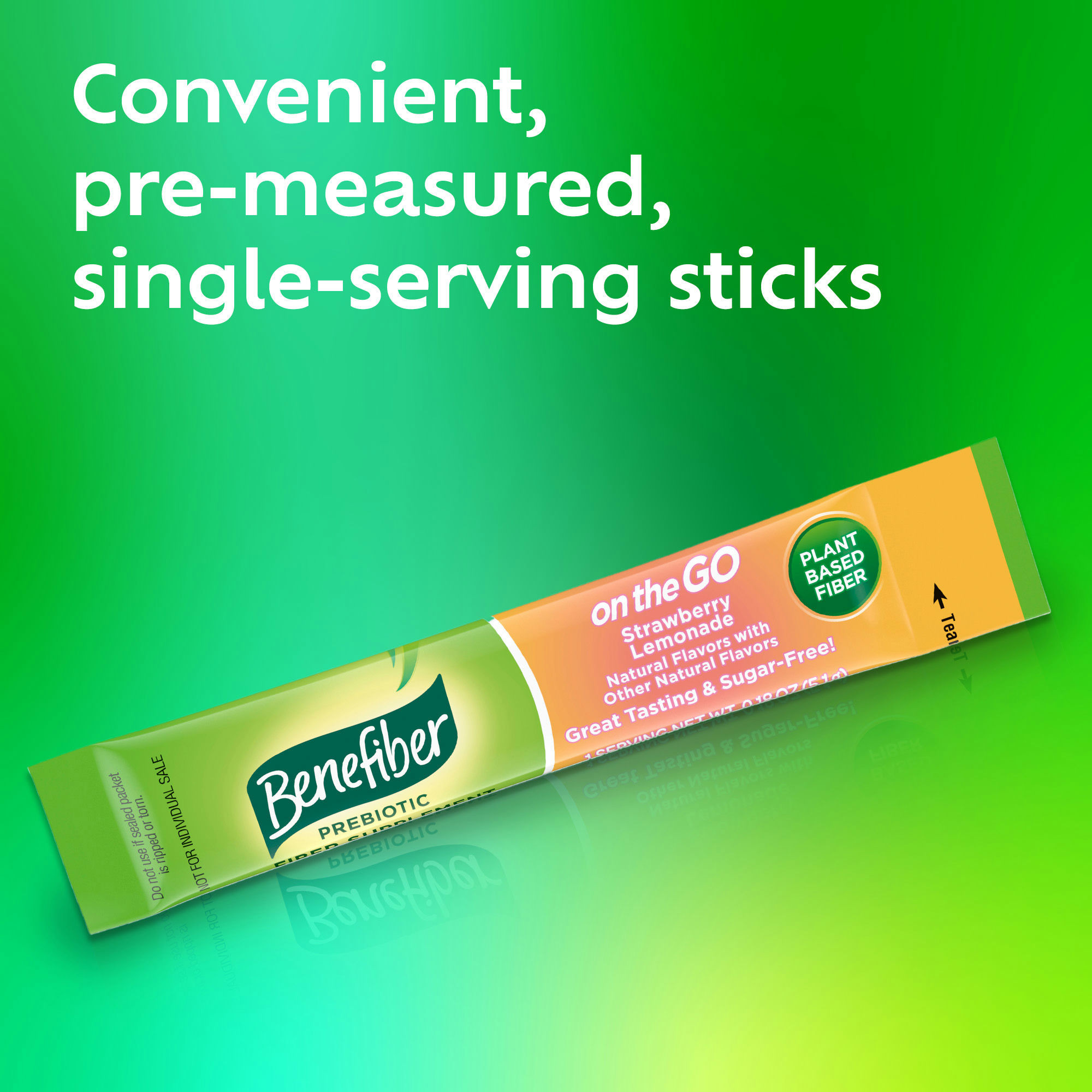 Benefiber On the Go Prebiotic Fiber Supplement Powder for Digestive Health