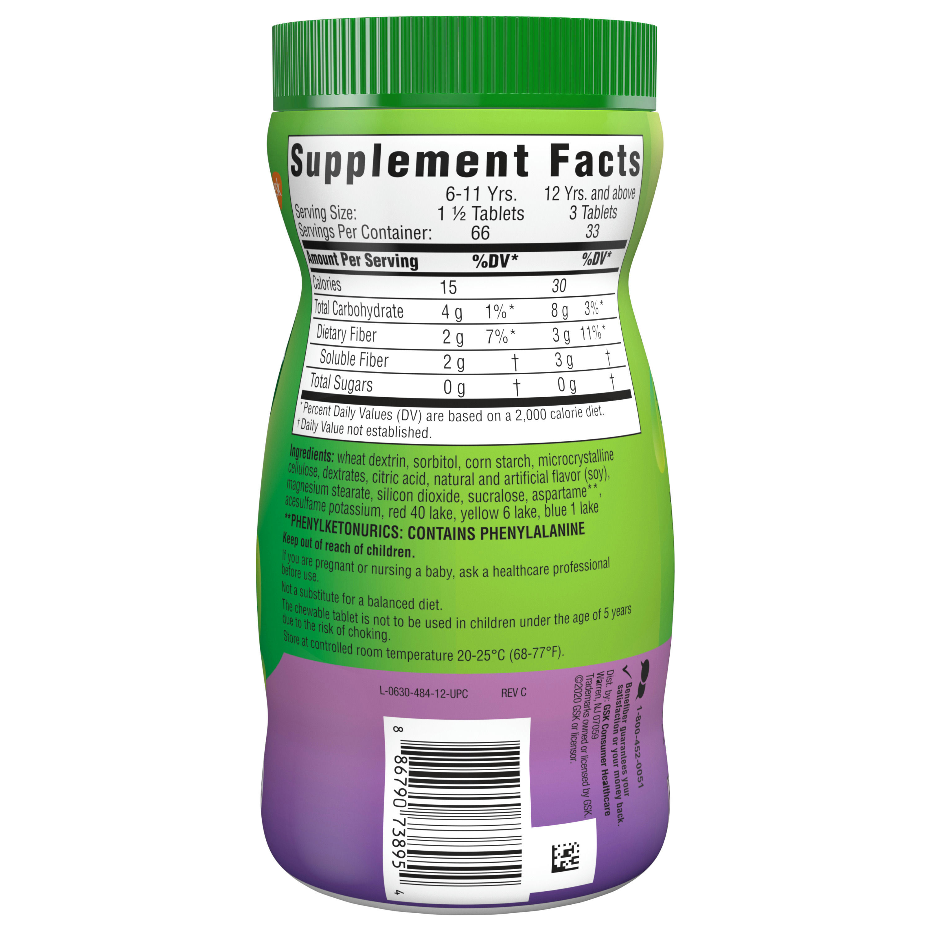 Benefiber Prebiotic Fiber Supplement Chewable Tablets for Digestive Health