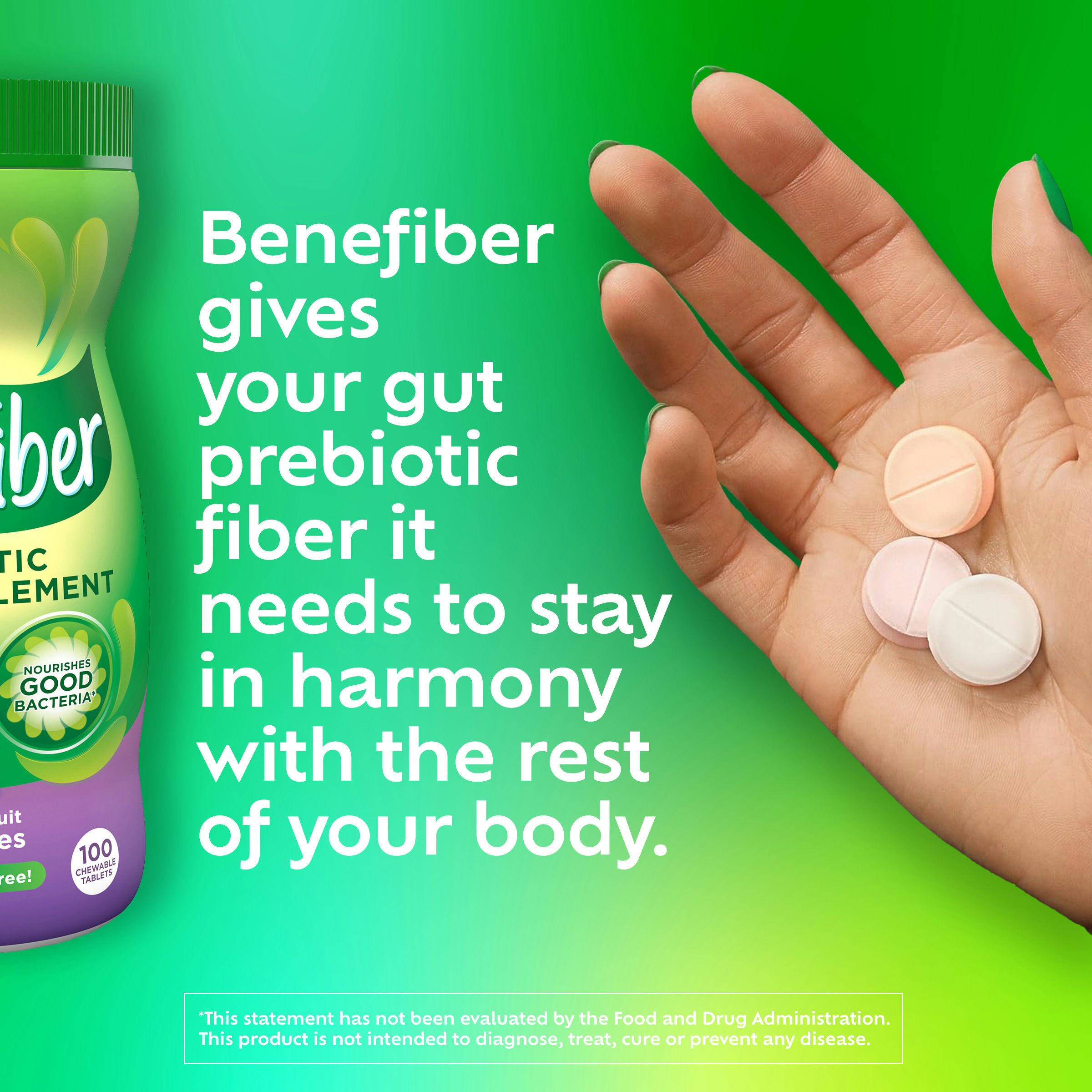 Benefiber Prebiotic Fiber Supplement Chewable Tablets for Digestive Health