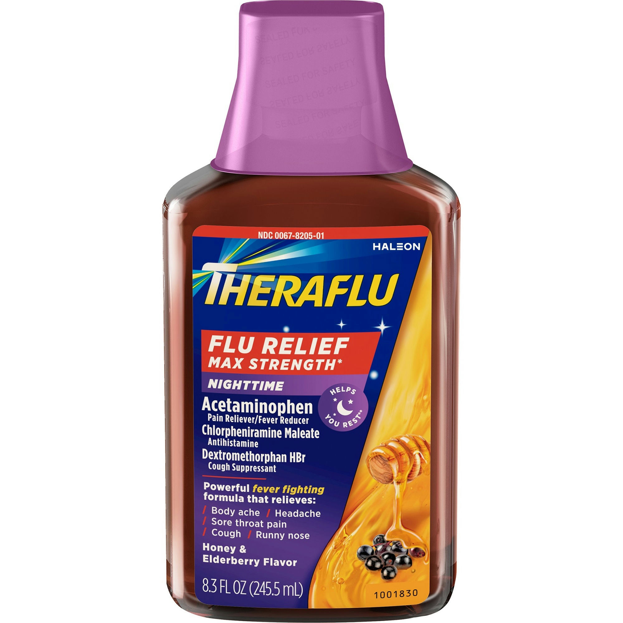 Theraflu Max Strength Nighttime Flu Symptom Relief With Acetaminophen And Dextromethorphan Syrup