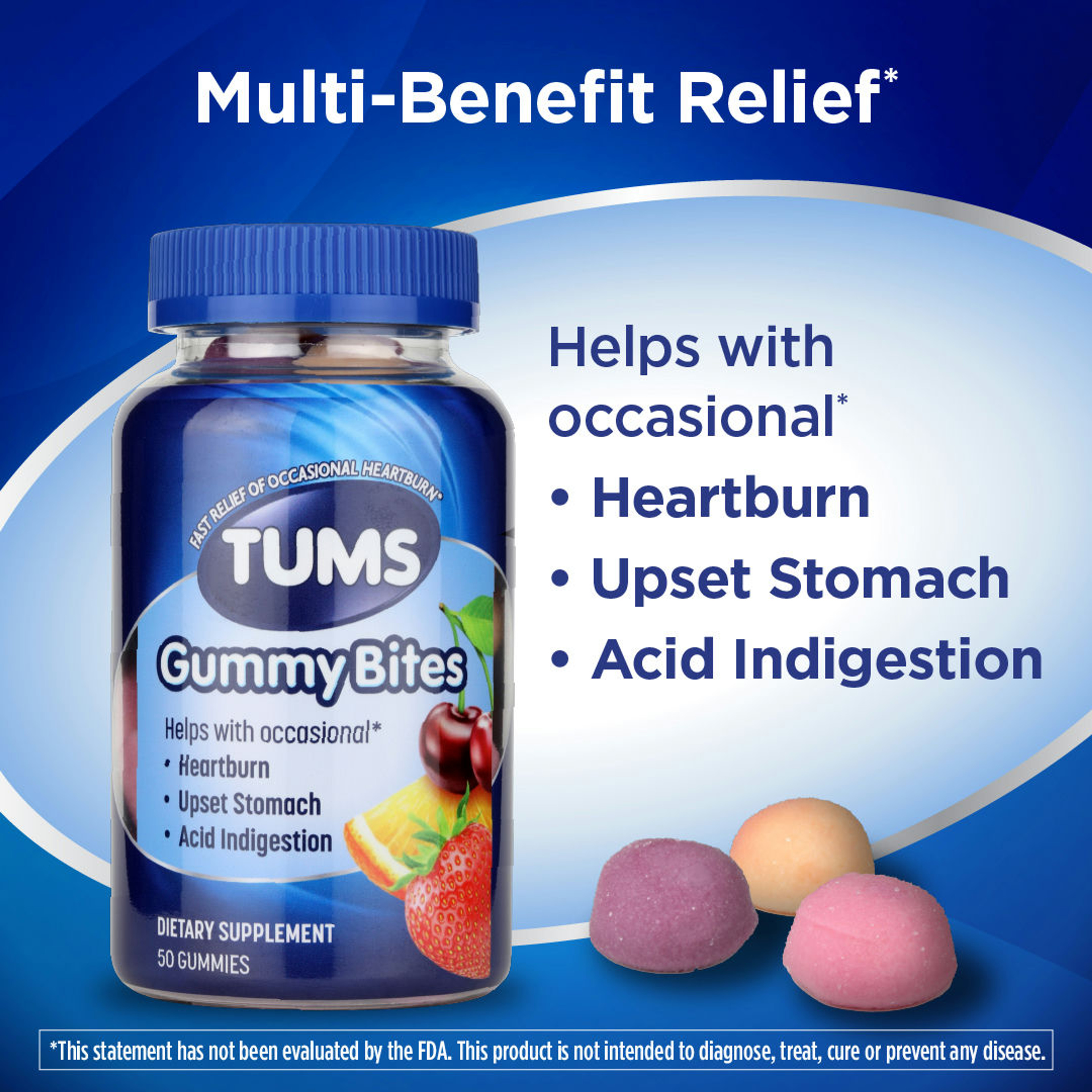 Tums Gummy Bites for Occasional Heartburn, Upset Stomach & Acid Indigestion
