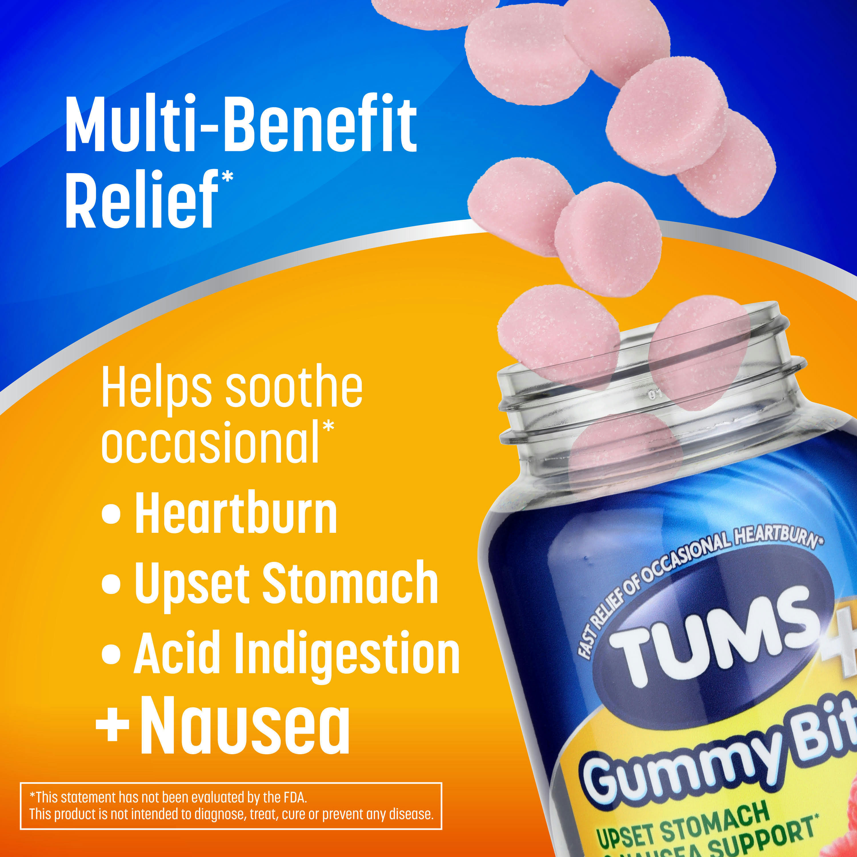 Tums Plus Gummy Bites for Upset Stomach & Nausea Support