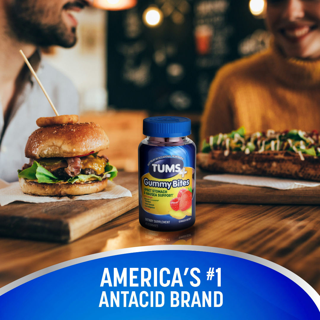 Tums Plus Gummy Bites for Upset Stomach & Nausea Support